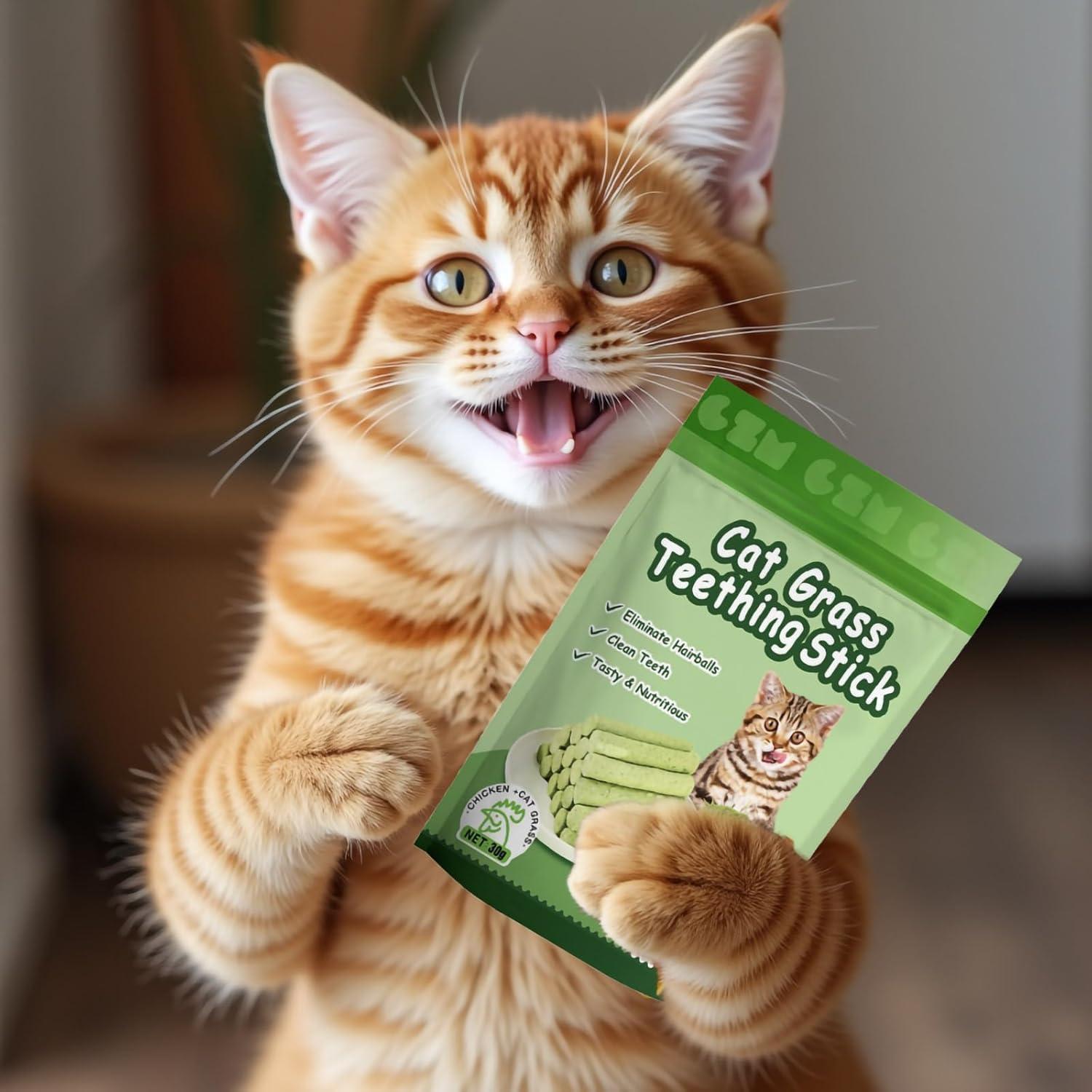 6 Palitos de Hierba Natural para Gatos - Snack Masticable NSWXZDS