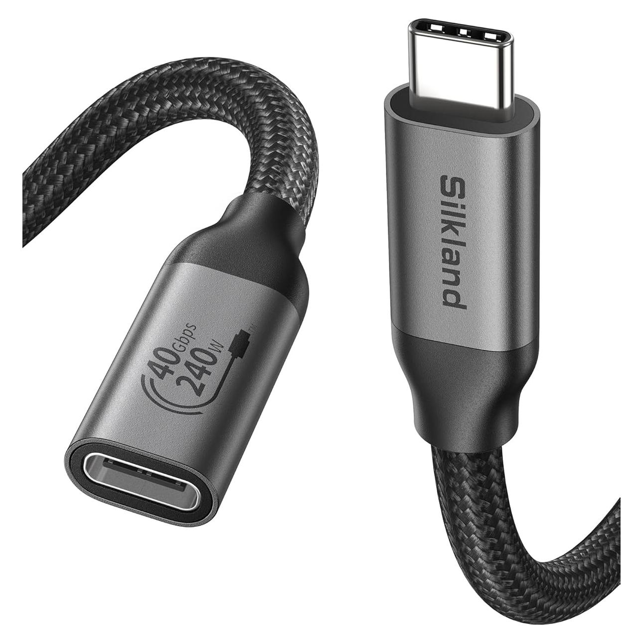 Cable de Extensión USB4 Silkland 0.49m 40Gbps 240W 8K