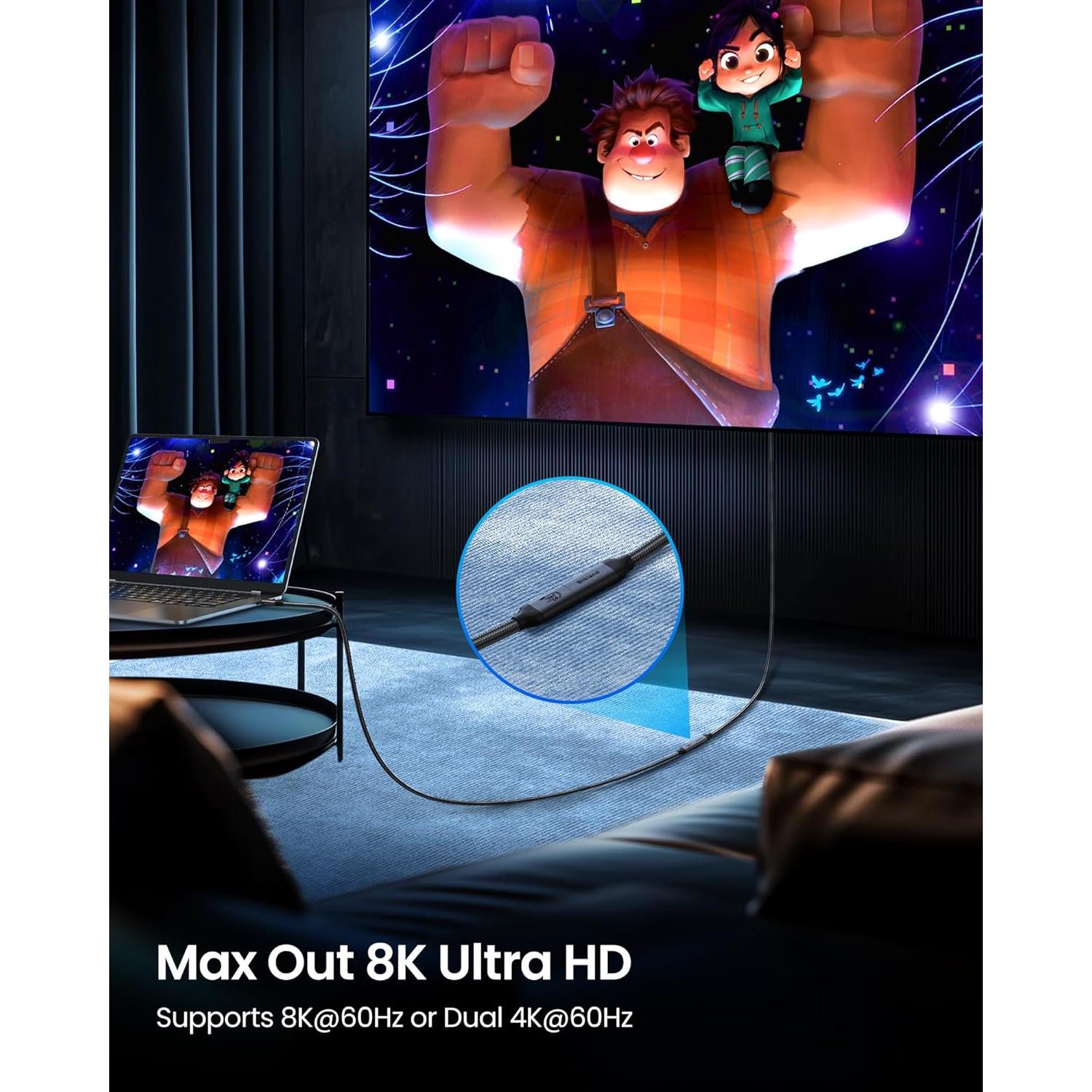 Cable de Extensión USB4 Silkland 0.49m 40Gbps 240W 8K