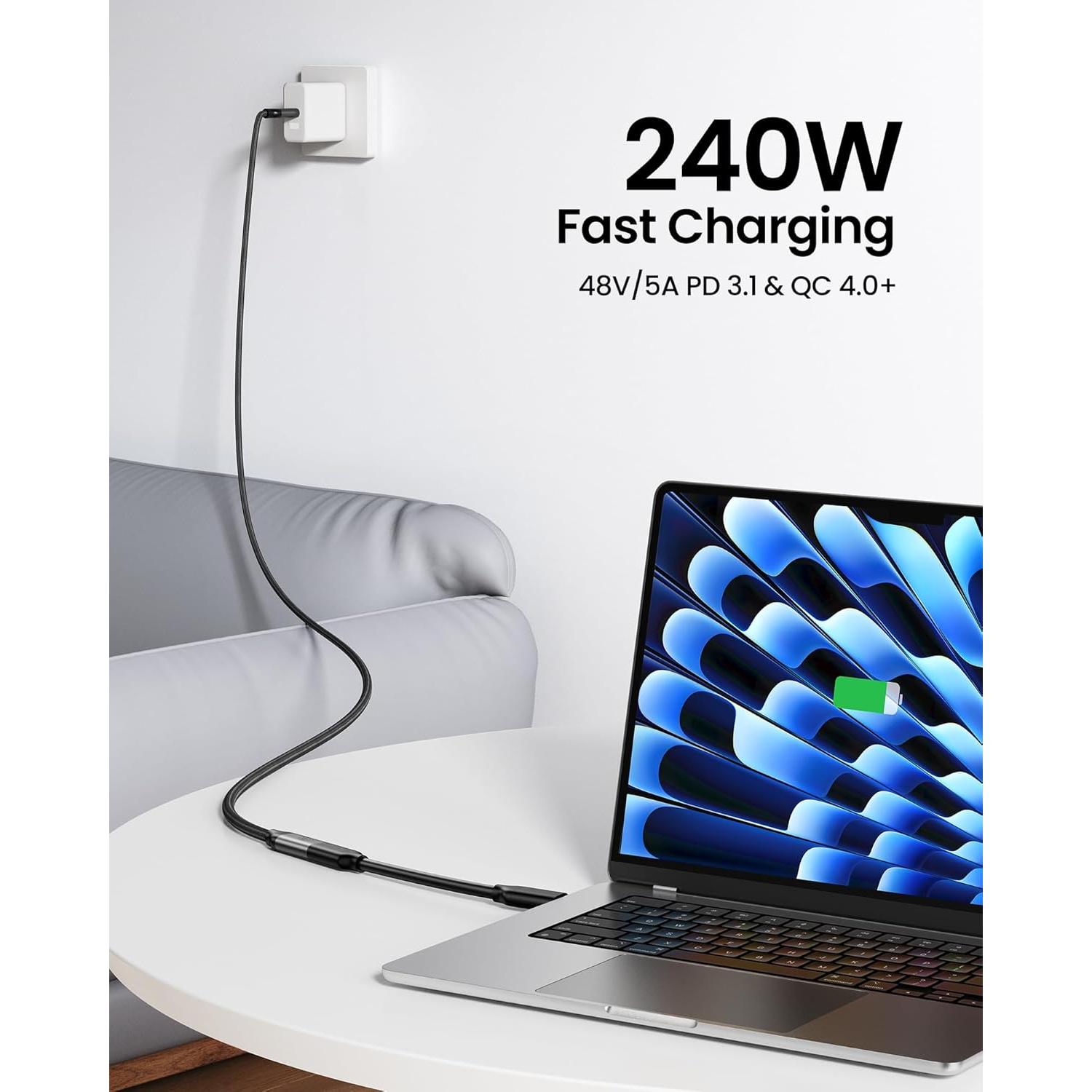 Cable de Extensión USB4 Silkland 0.49m 40Gbps 240W 8K