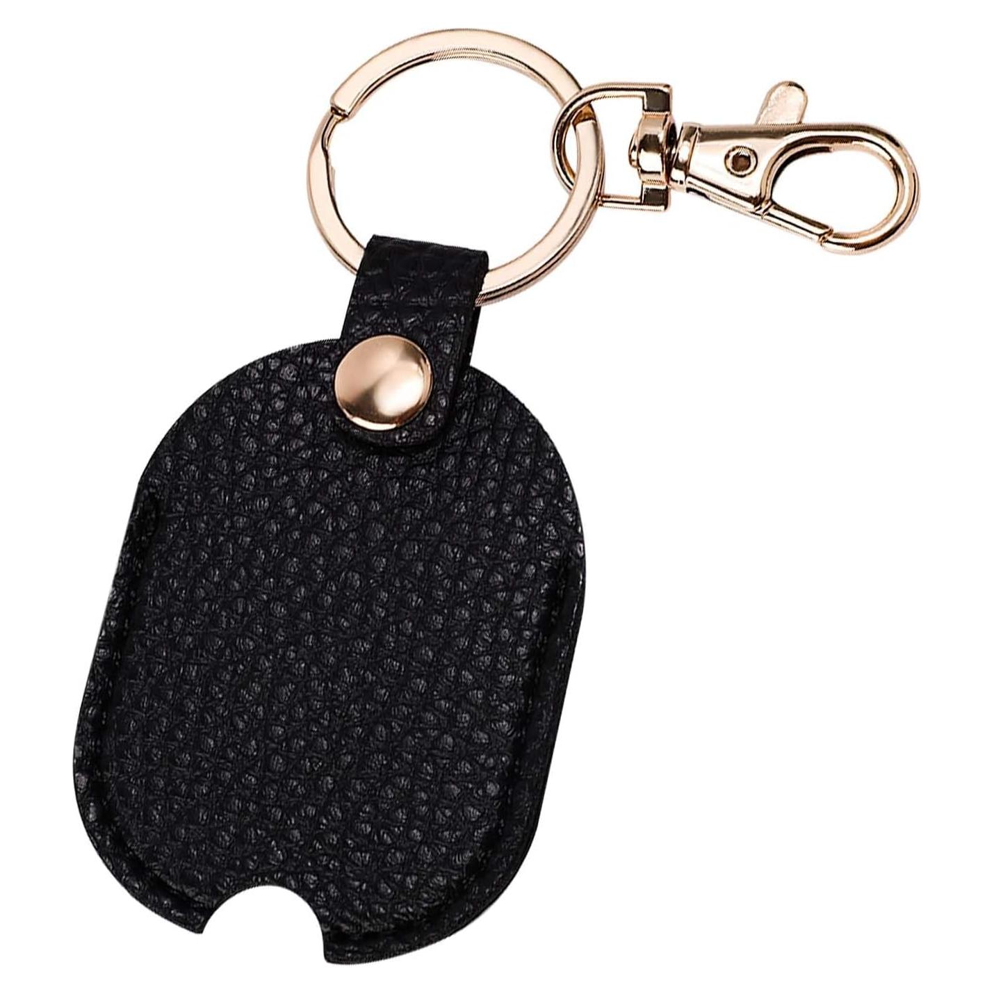 Funda de Llave de Coche de Cuero PU Negra con Anillo de Hierro