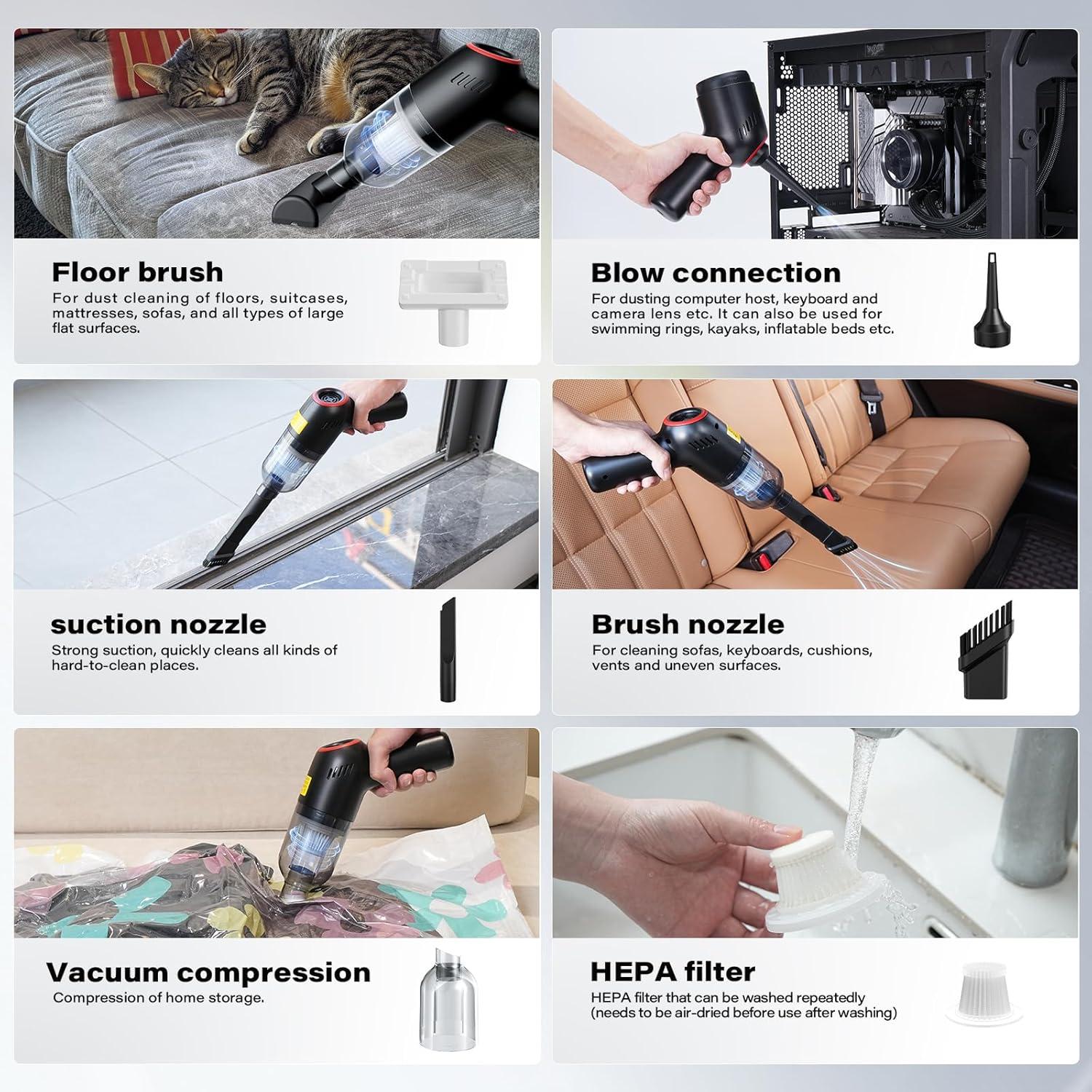 Aspiradora Inalámbrica APPS2Car 3 en 1 9000Pa para Coche