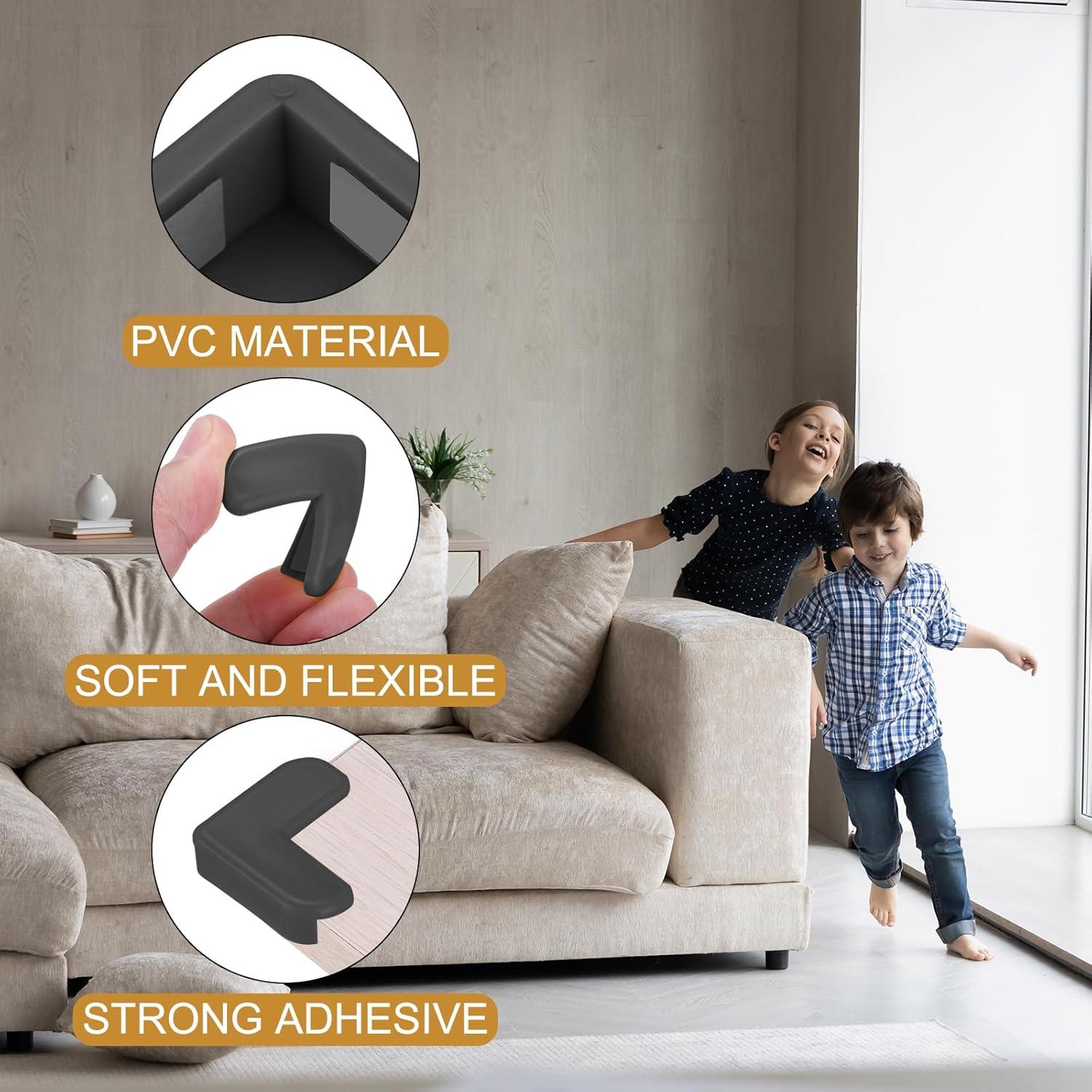 Protectores de Esquinas uxcell 16 Piezas PVC Negro L