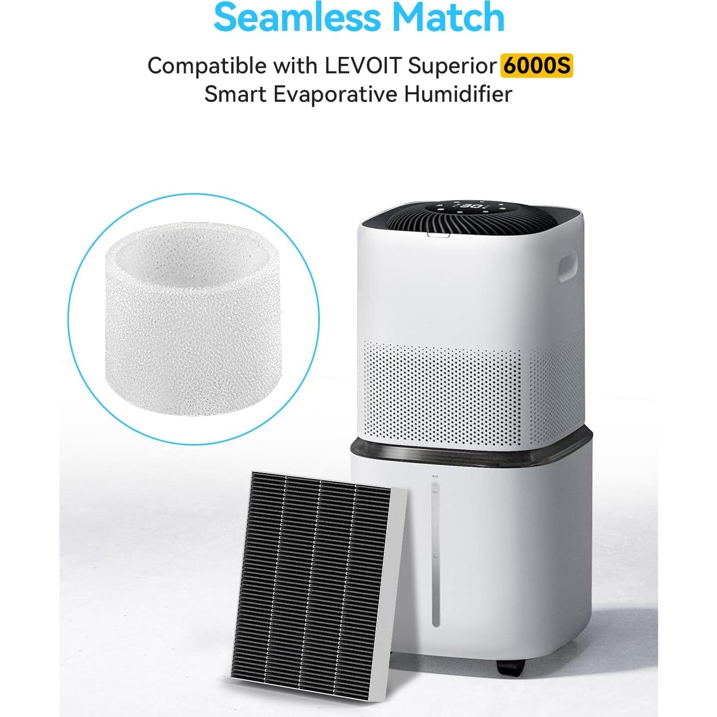 Kit de Filtros de Reemplazo 6000S Levoit - 8 Filtros Grises y 8 Esponjas