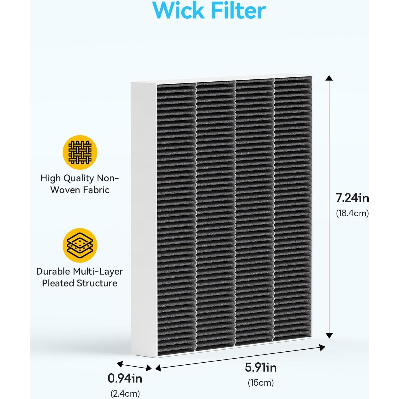 Kit de Filtros de Reemplazo 6000S Levoit - 8 Filtros Grises y 8 Esponjas