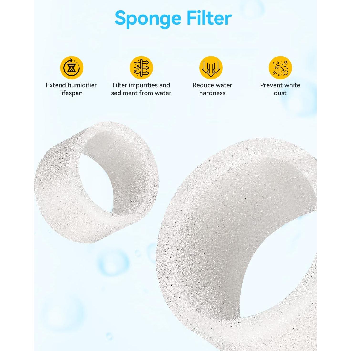 Kit de Filtros de Reemplazo 6000S Levoit - 8 Filtros Grises y 8 Esponjas