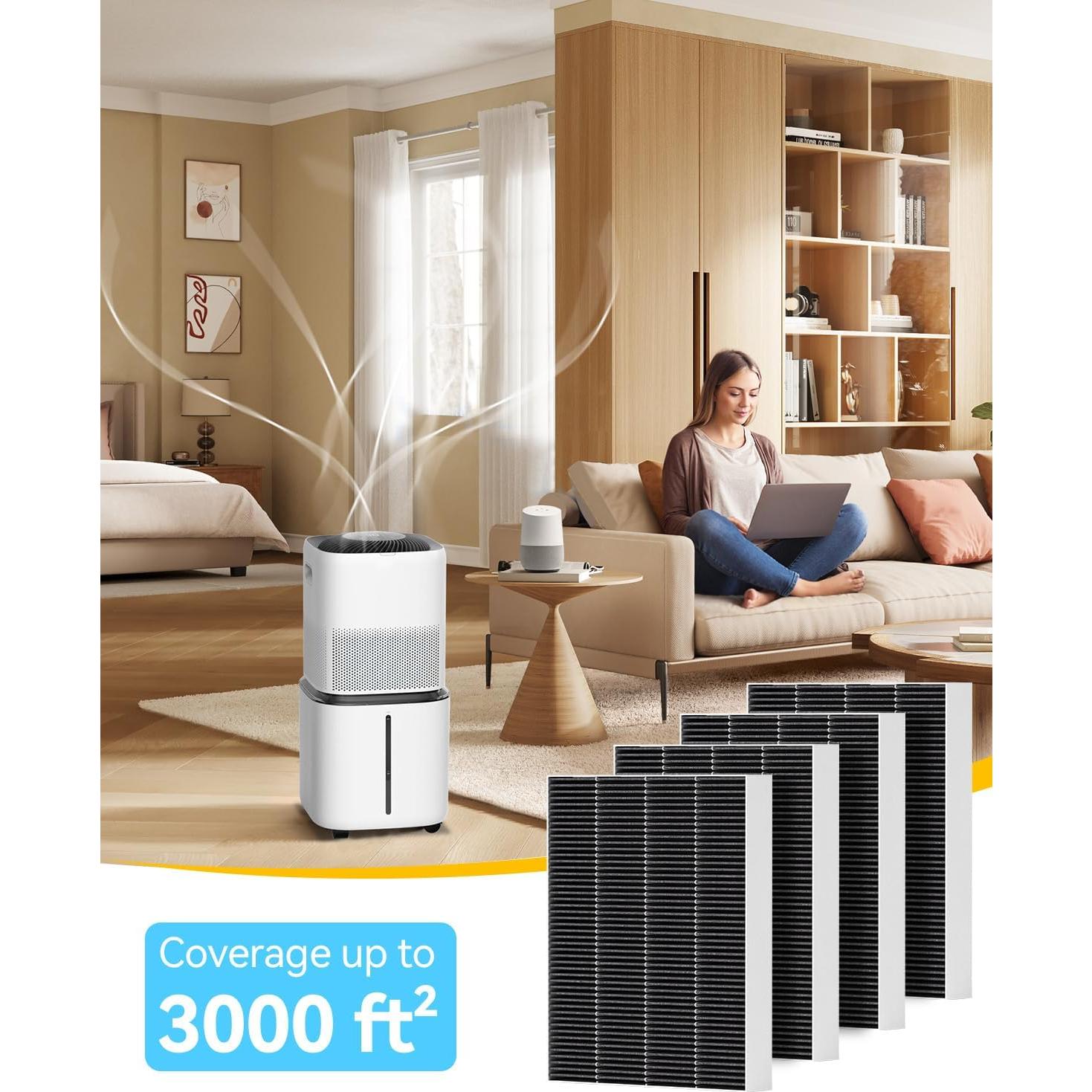 Kit de Filtros de Reemplazo 6000S Levoit - 8 Filtros Grises y 8 Esponjas