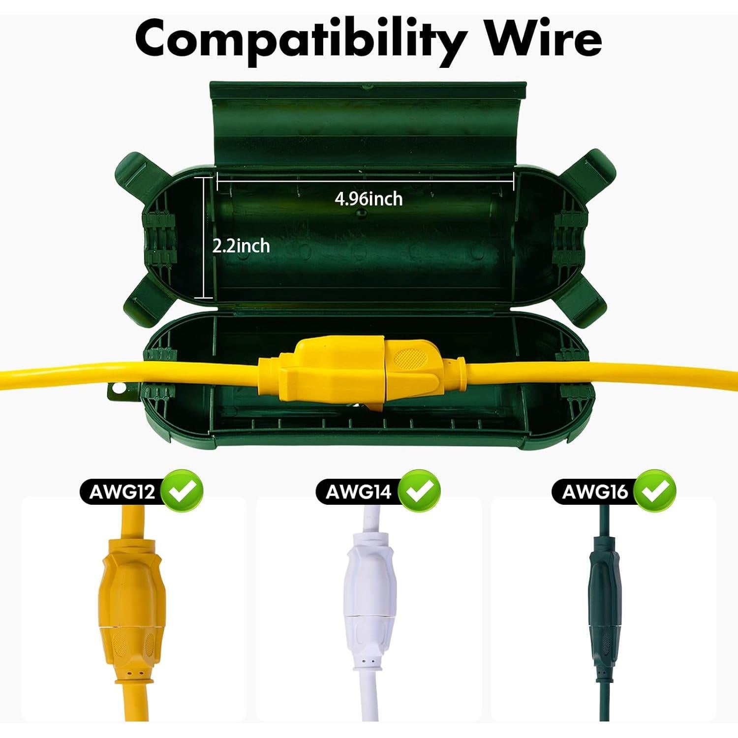 Cubierta de Cable de Extensión Impermeable YOJOE 22cm Verde