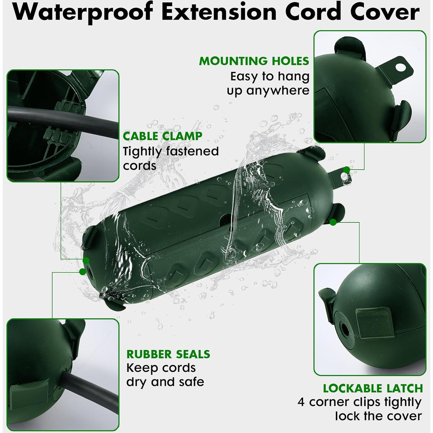 Cubierta de Cable de Extensión Impermeable YOJOE 22cm Verde