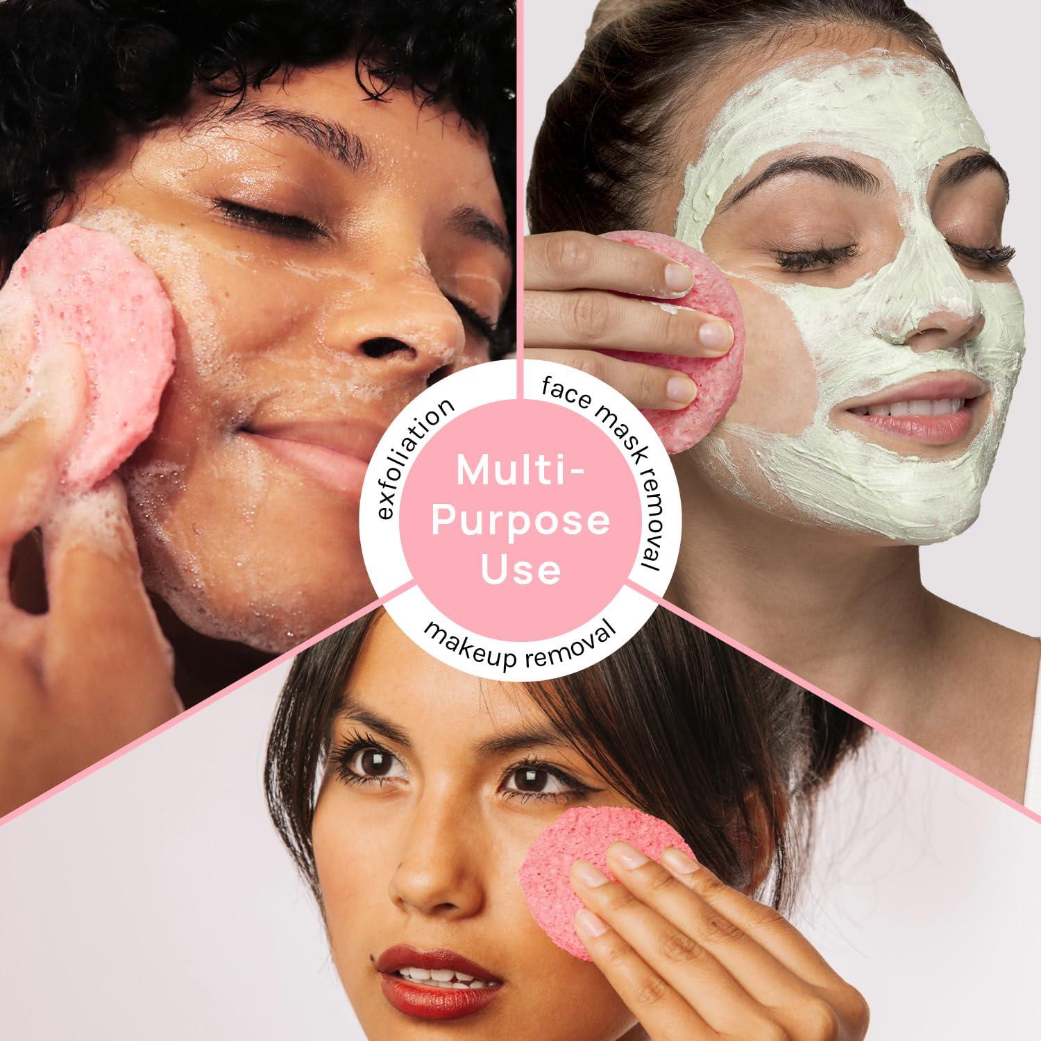 Esponjas Faciales Comprimidas AOA - 50 Cuentas Rosa 100% Naturales