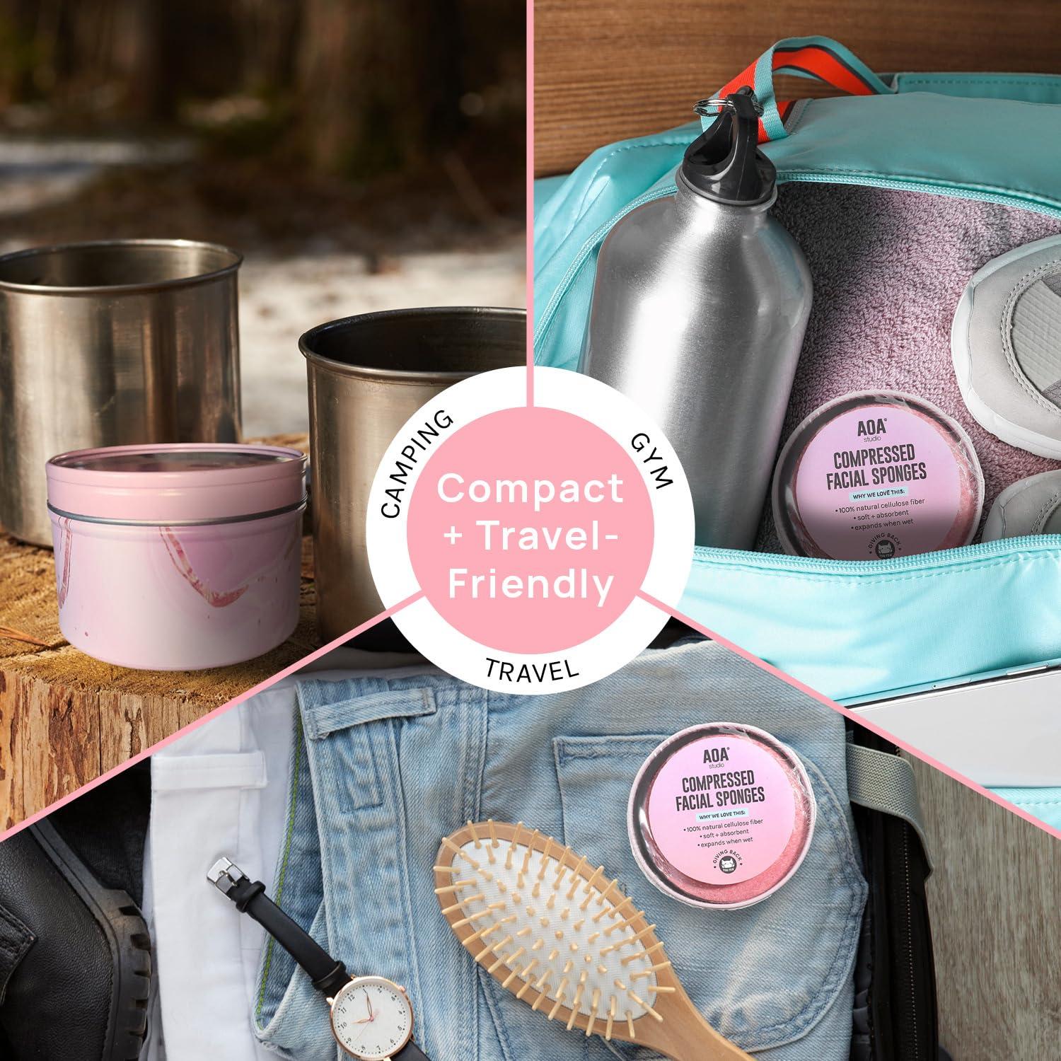 Esponjas Faciales Comprimidas AOA - 50 Cuentas Rosa 100% Naturales