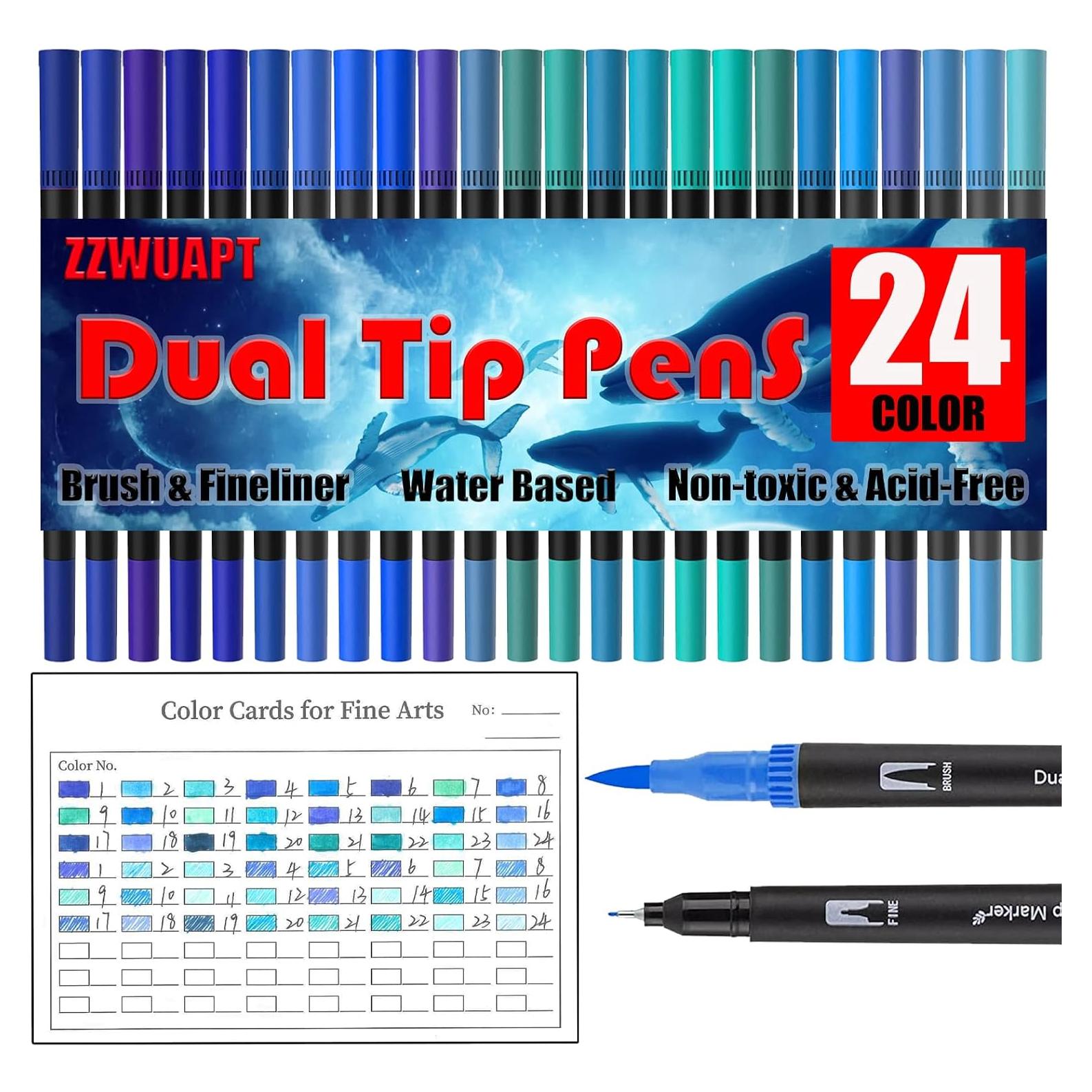 Marcadores de Pincel Doble Punta ZZWUAPT 24 Colores Multicolor