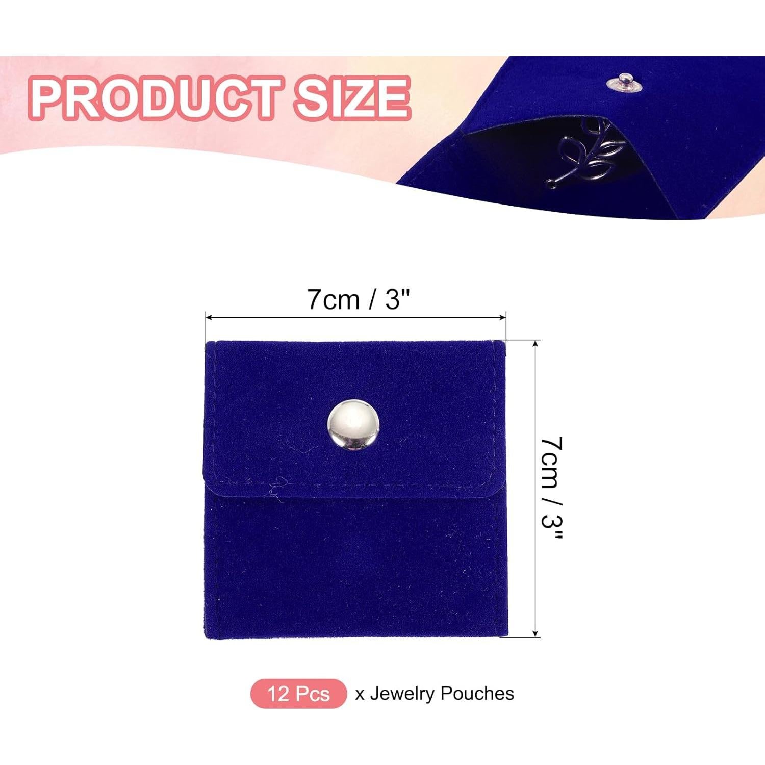 Bolsa de Joyería Velvet 7x7 cm PATIKIL - 12 Paquetes Azul