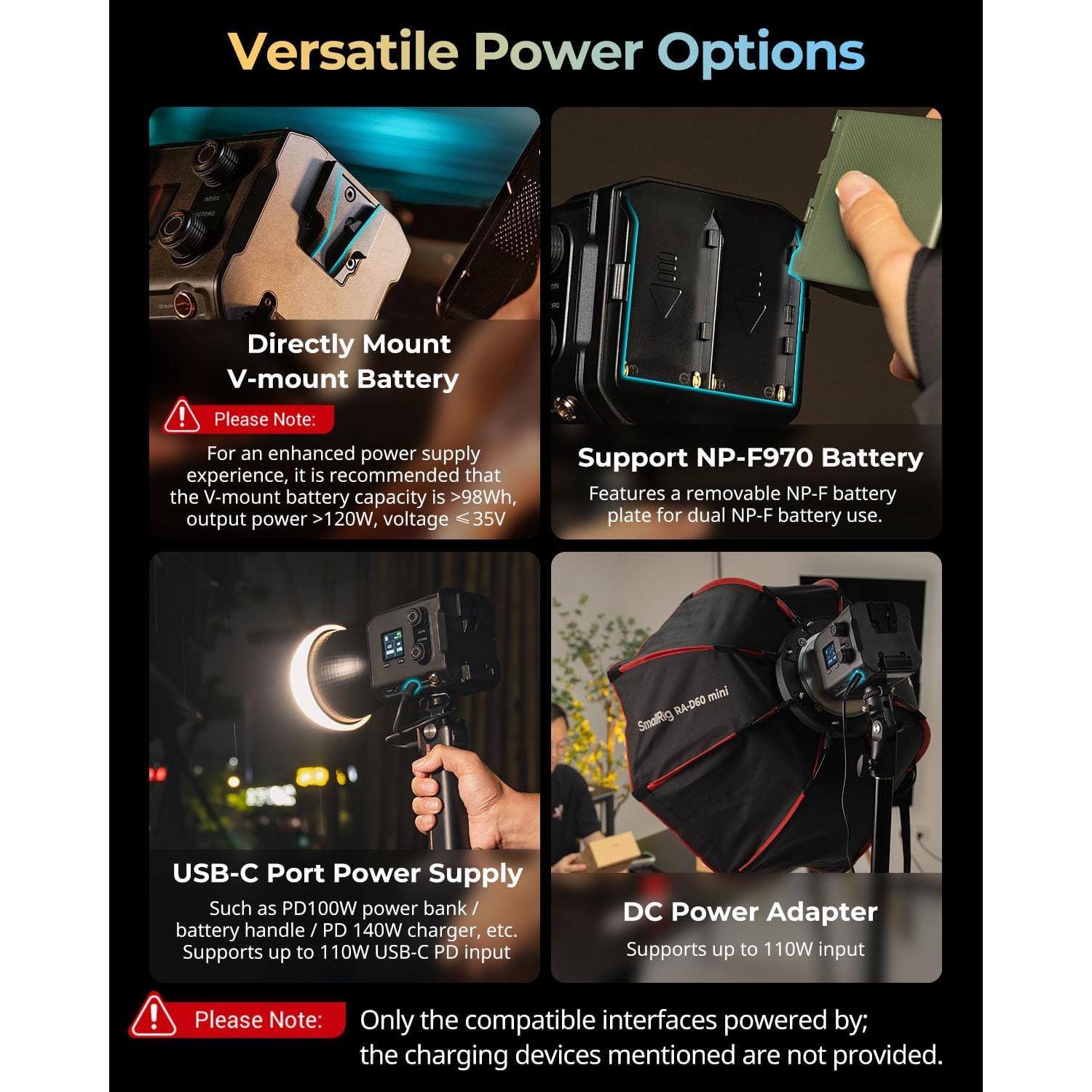 Luz de Video SmallRig RC 100B COB 100W Bi-Color 2700K-6500K