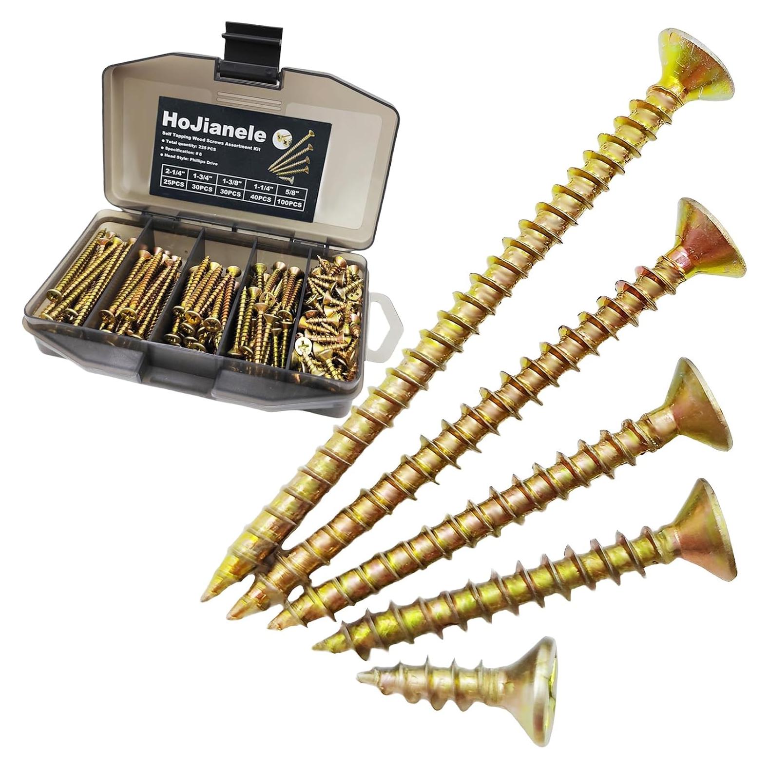 Kit de Tornillos de Madera Autoperforantes HoJianele 225 pcs