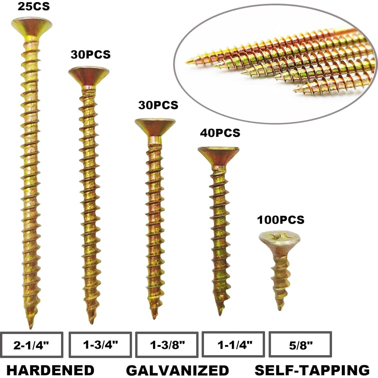 Kit de Tornillos de Madera Autoperforantes HoJianele 225 pcs