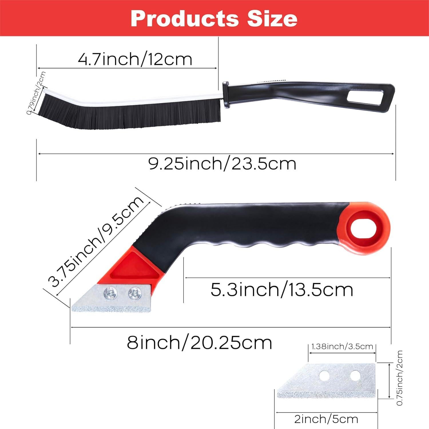 Kit de Herramientas para Remoción de Lechada MaxMona - 2 Raspadores, 6 Cuchillas, 2 Cepillos