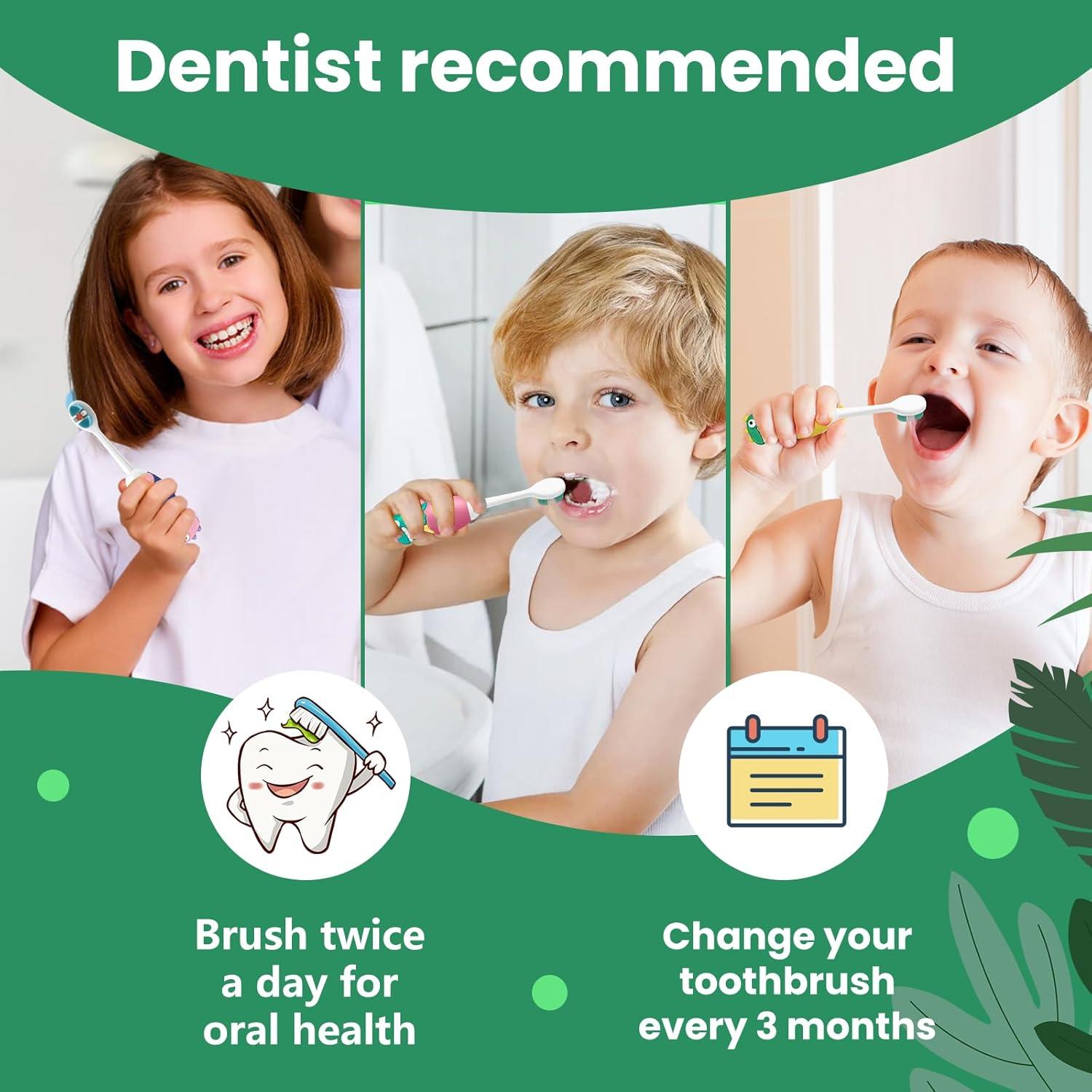 Cepillo de dientes manual ZMRZ para niños 2-7 años verde