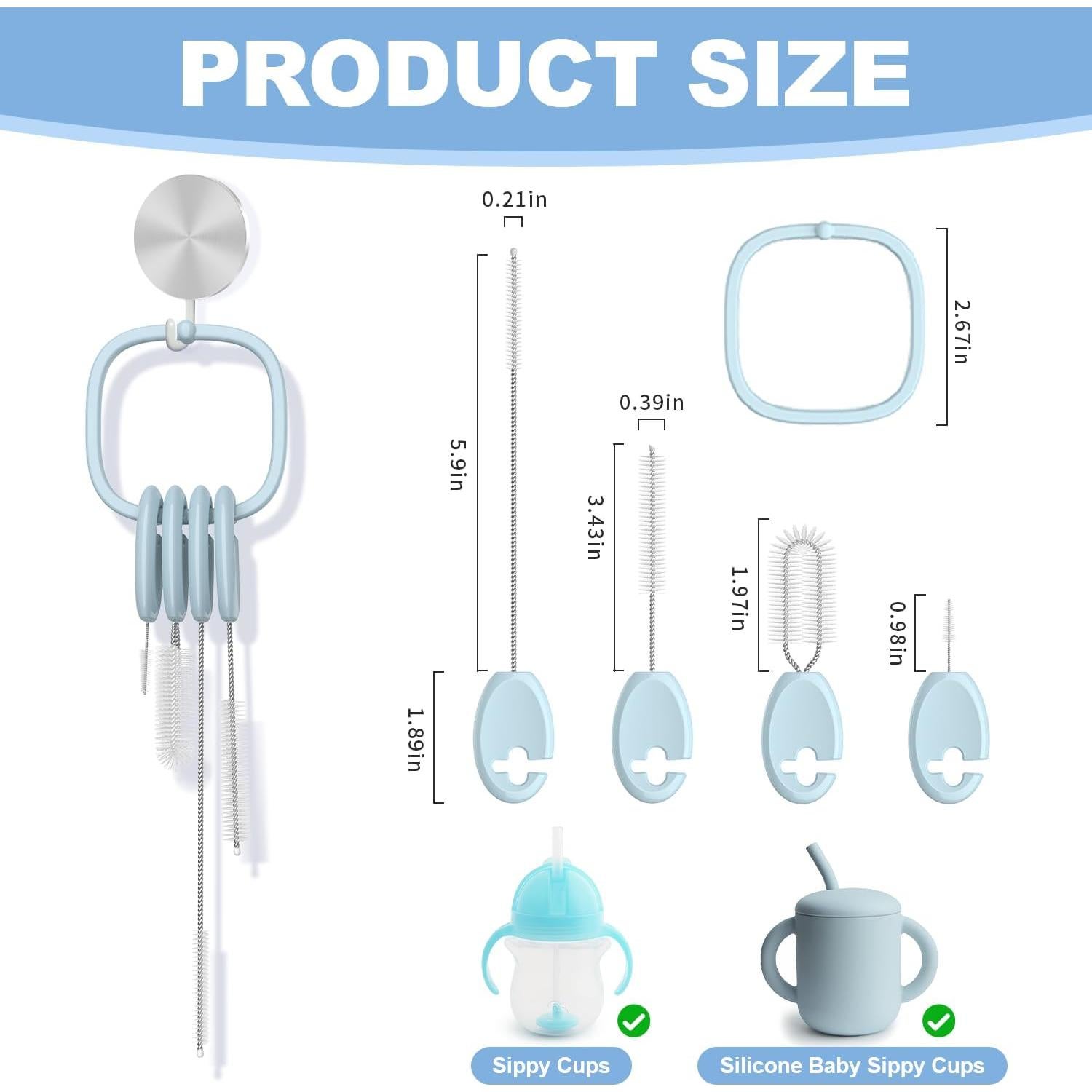 Juego de Cepillos Limpiadores YOTIME 4 en 1 Reutilizables Azul