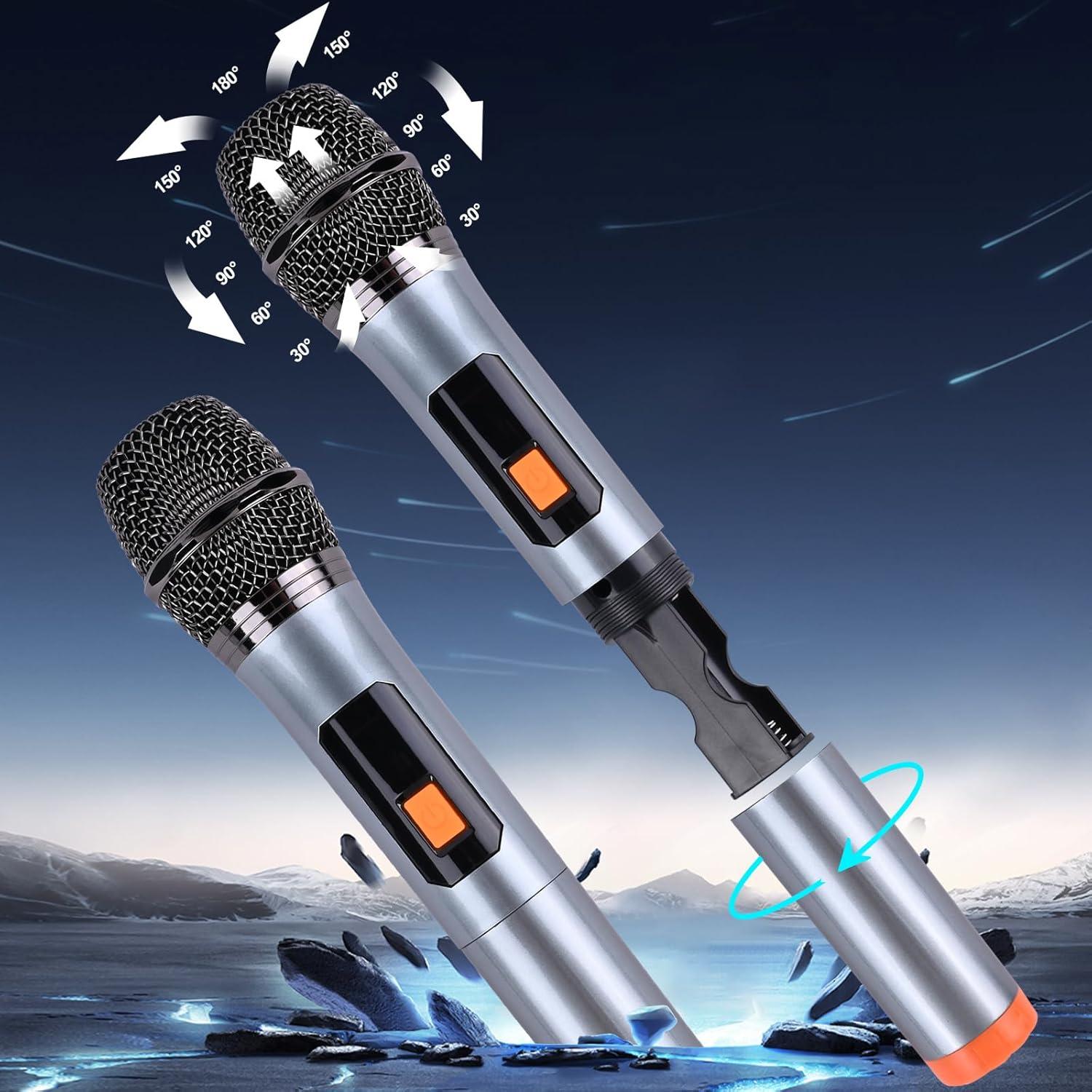 Altavoz Karaoke A90 con 2 Micrófonos Inalámbricos 100W