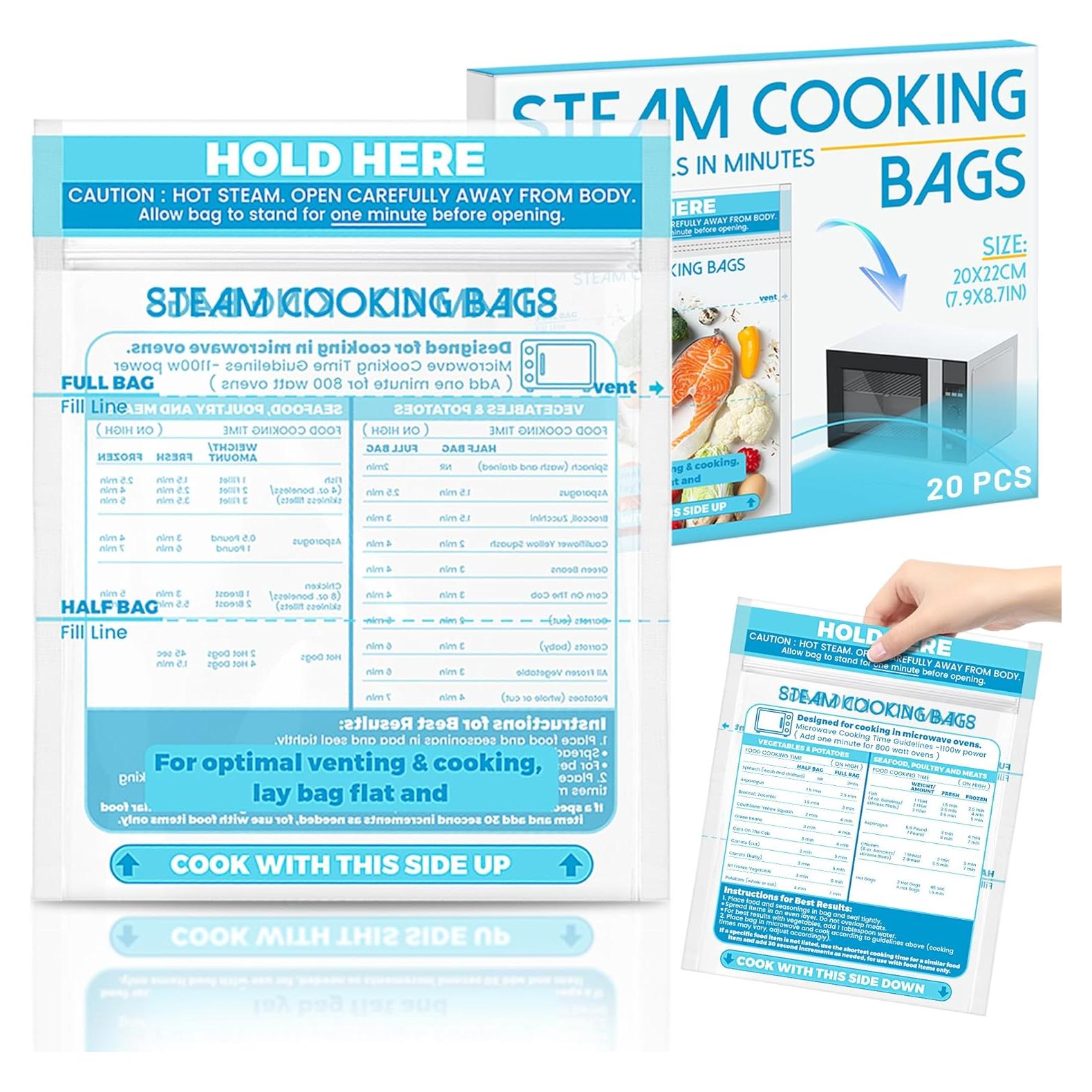 20 Bolsas de Vapor para Microondas USEAMIE - Cocción Rápida y Fresca