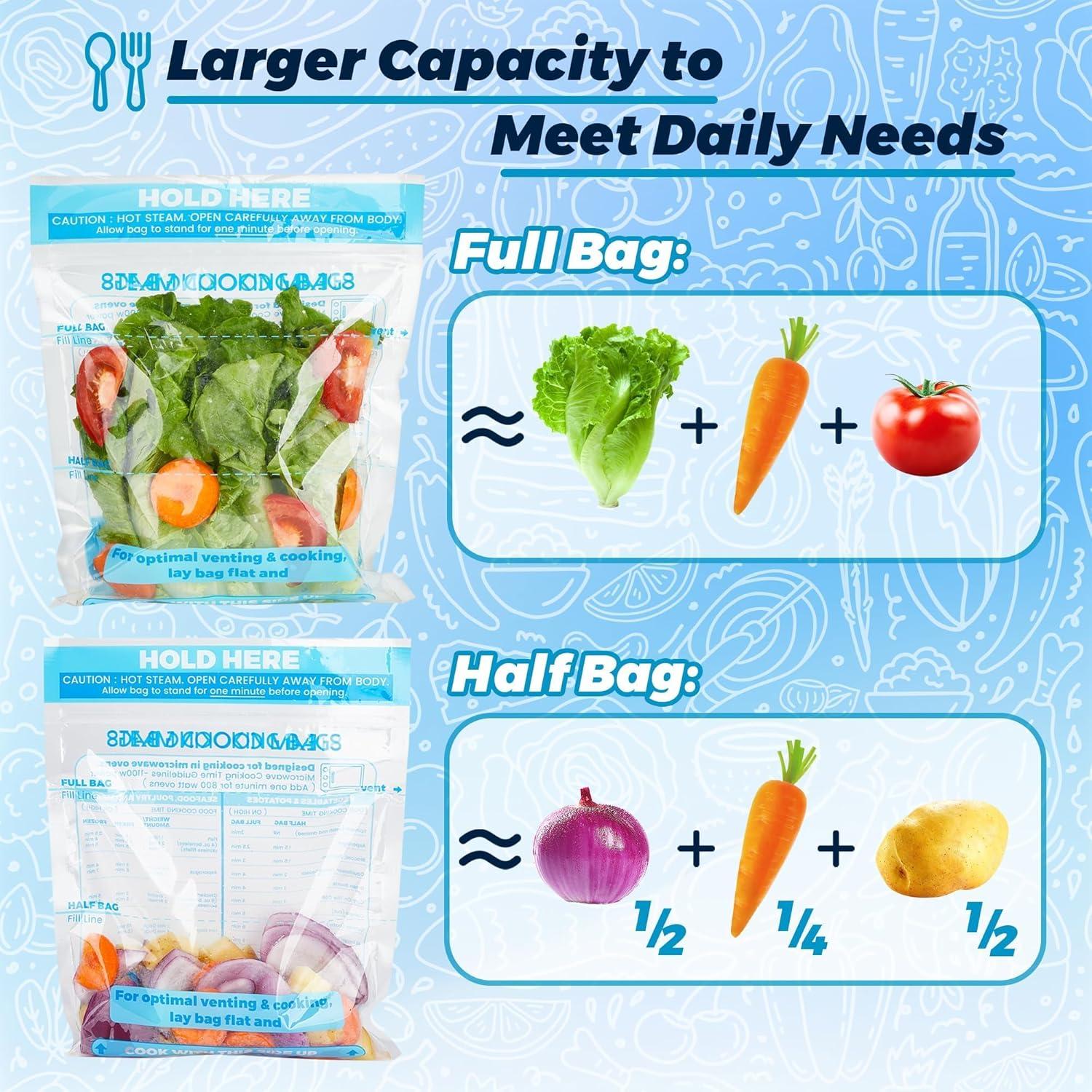 20 Bolsas de Vapor para Microondas USEAMIE - Cocción Rápida y Fresca