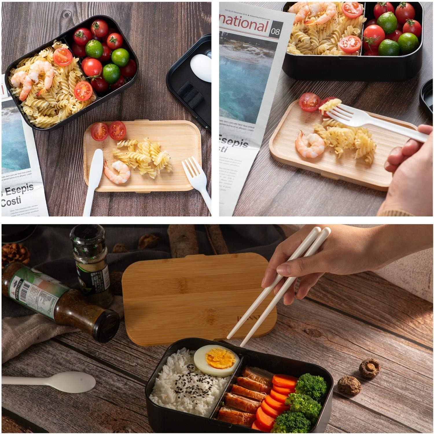 Caja de Almuerzo Bento INVVNI 1.01L con Tapa de Bambú - A Prueba de Fugas