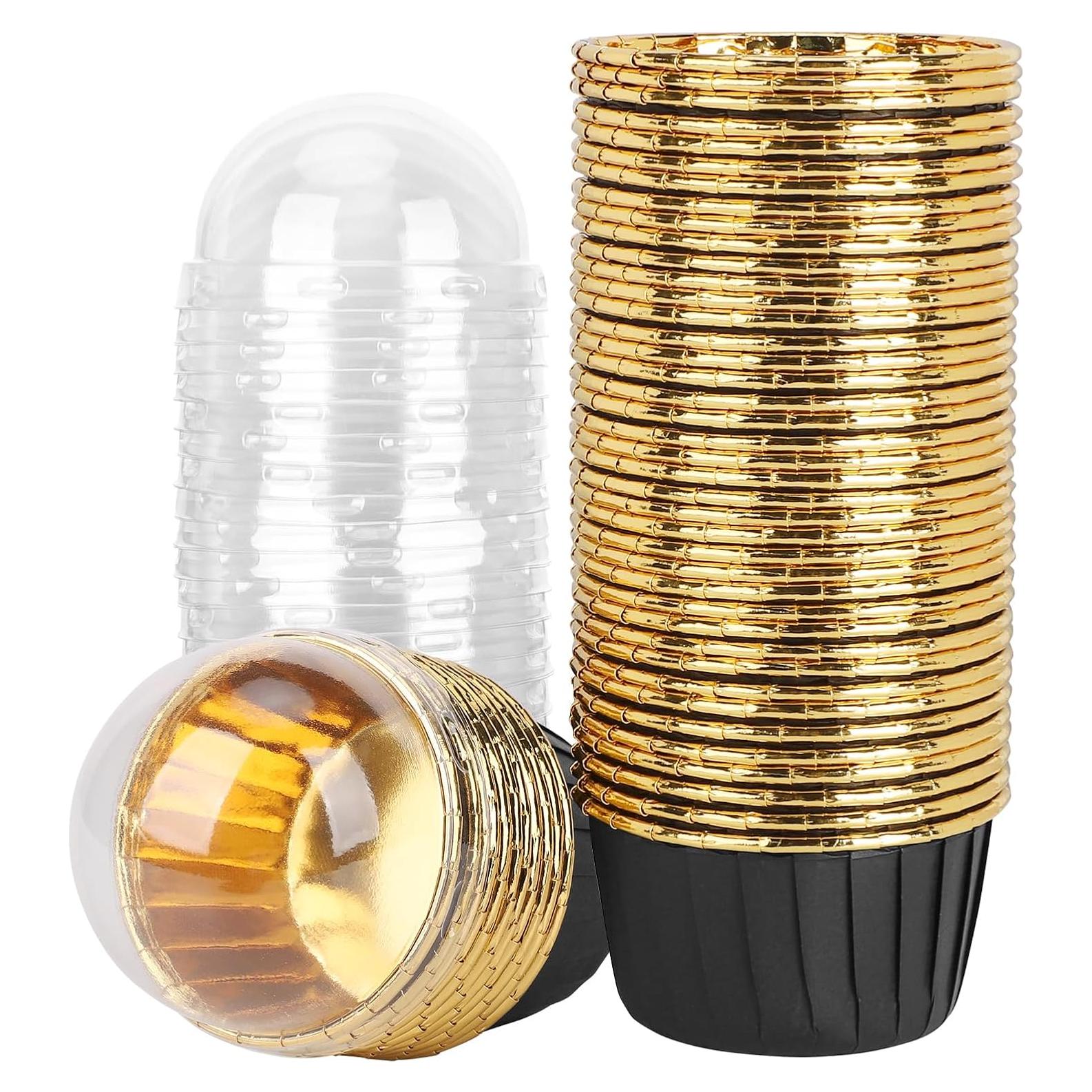 Ramequines Desechables EUSOAR 50pcs 103ml Aluminio Negro/Dorado