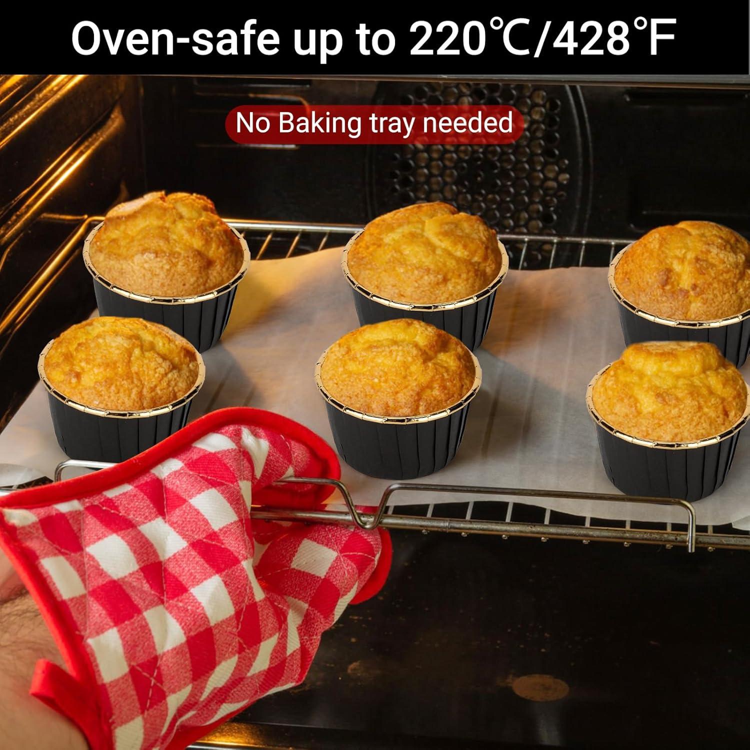 Ramequines Desechables EUSOAR 50pcs 103ml Aluminio Negro/Dorado