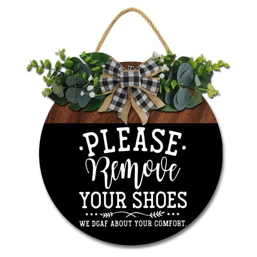 Cartel de Madera 15x15 cm Por Favor Quite Sus Zapatos