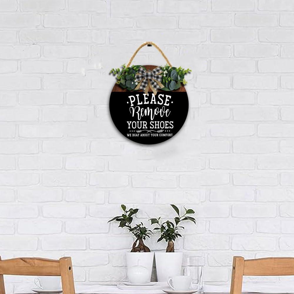Cartel de Madera 15x15 cm Por Favor Quite Sus Zapatos