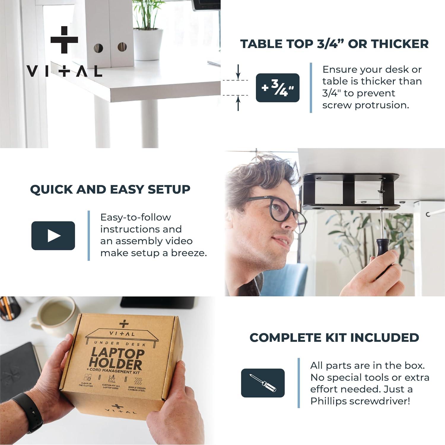 Soporte de Laptop Bajo Escritorio VI+AL Deluxe con Almacenamiento
