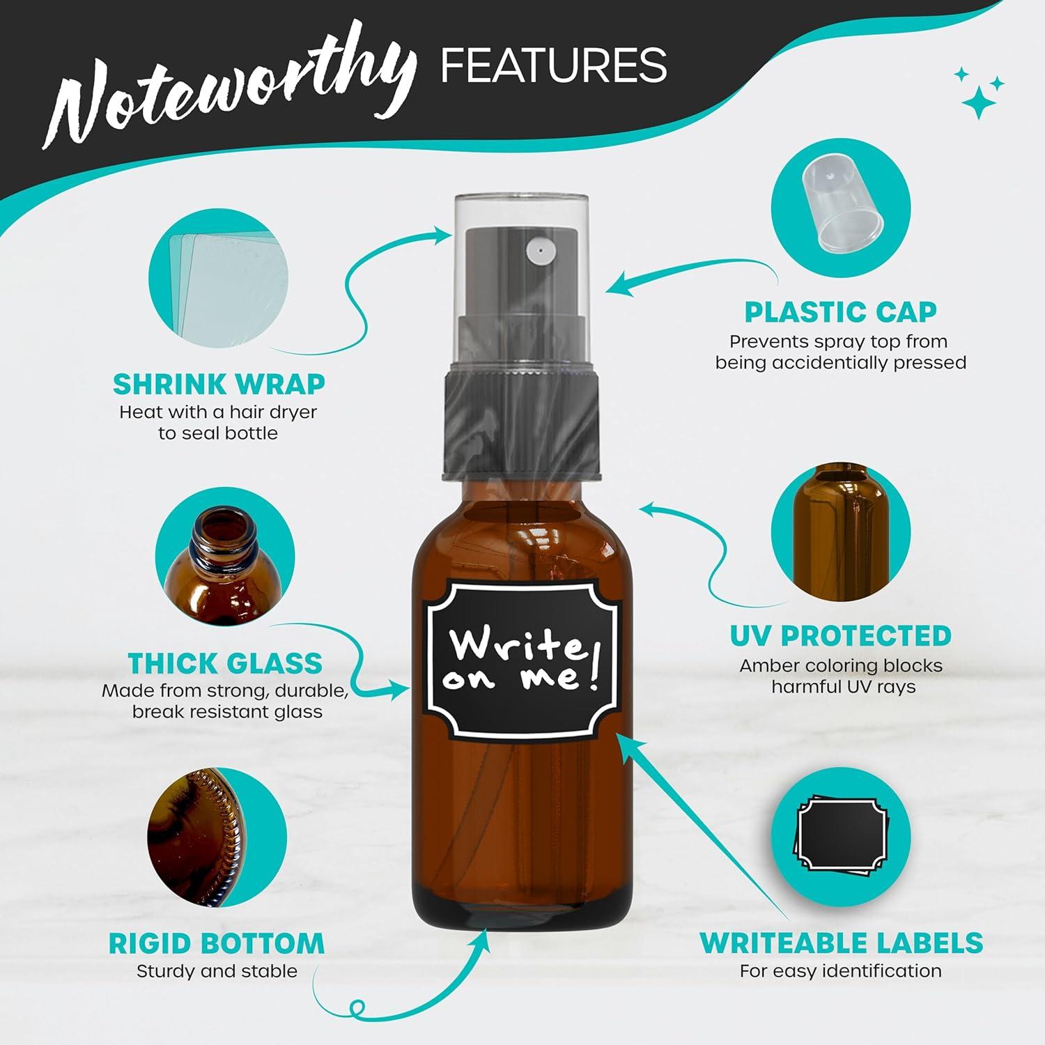 Set de 24 Botellas de Spray de Vidrio Ámbar Nevlers 1 Oz