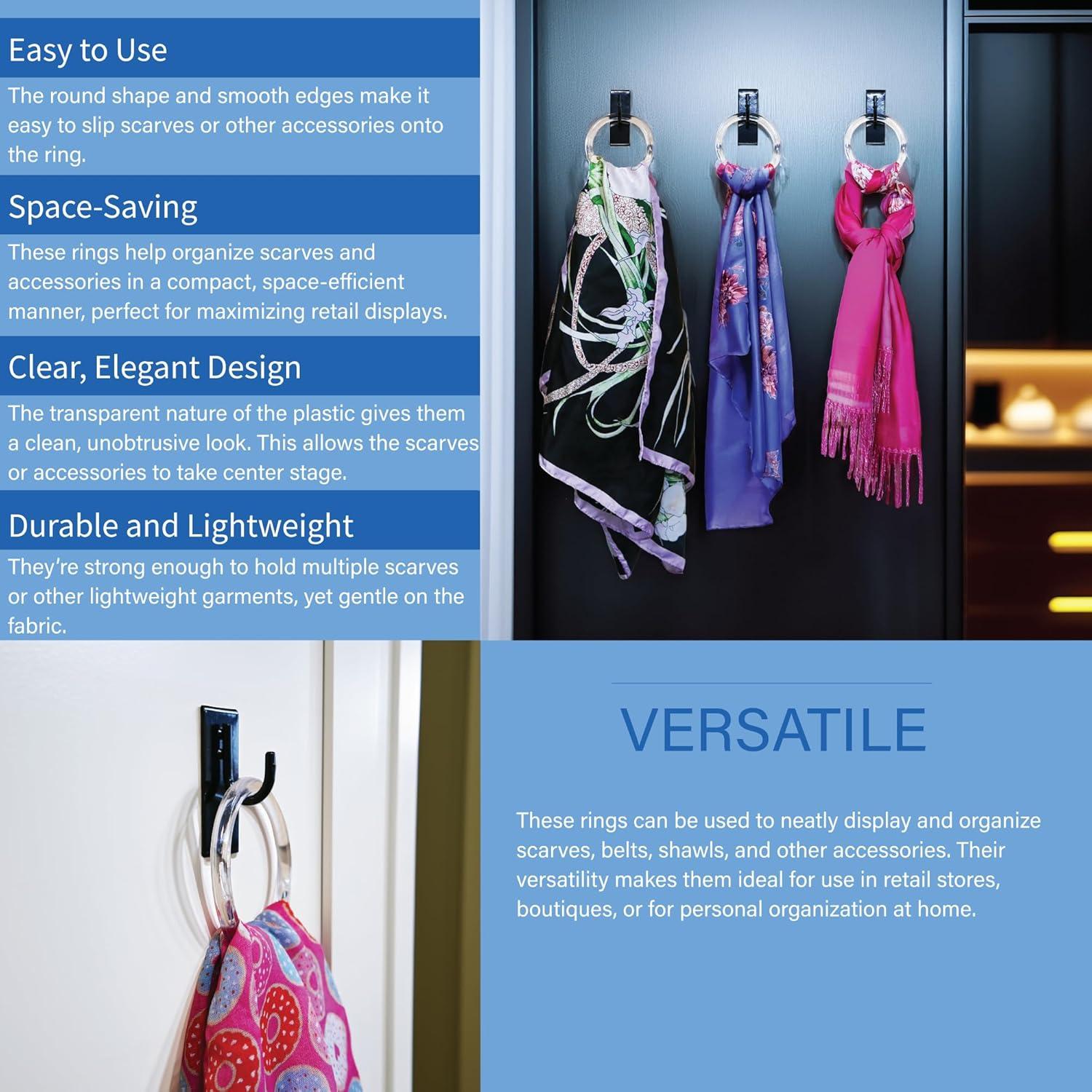 Anillos de Plástico Transparente para Bufandas - Paquete de 10 - 8.26 cm