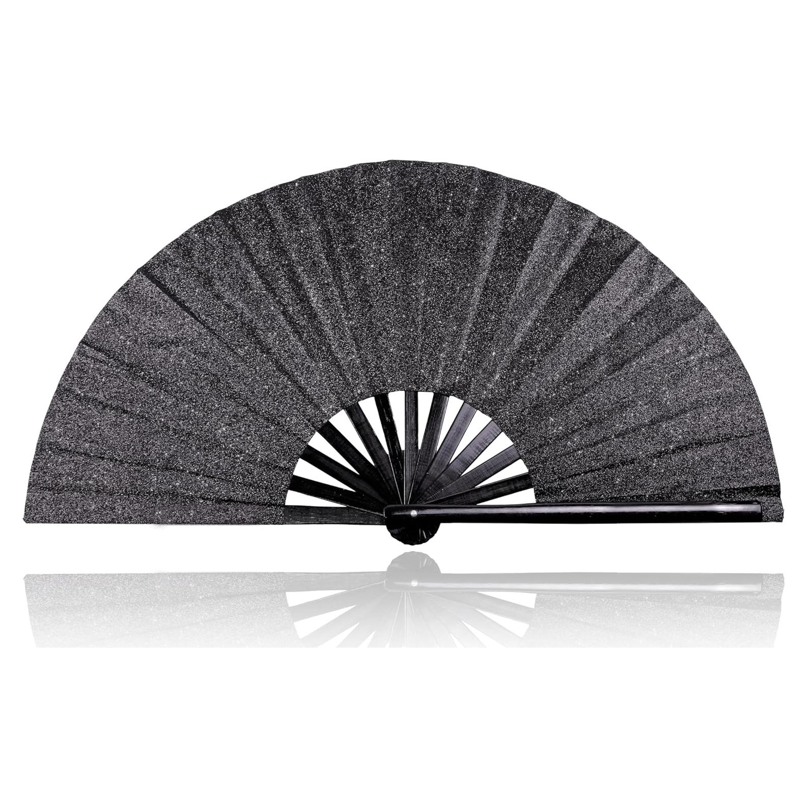 Abanico Plegable Grande TUZOKNI Negro Brillante 33.5cm