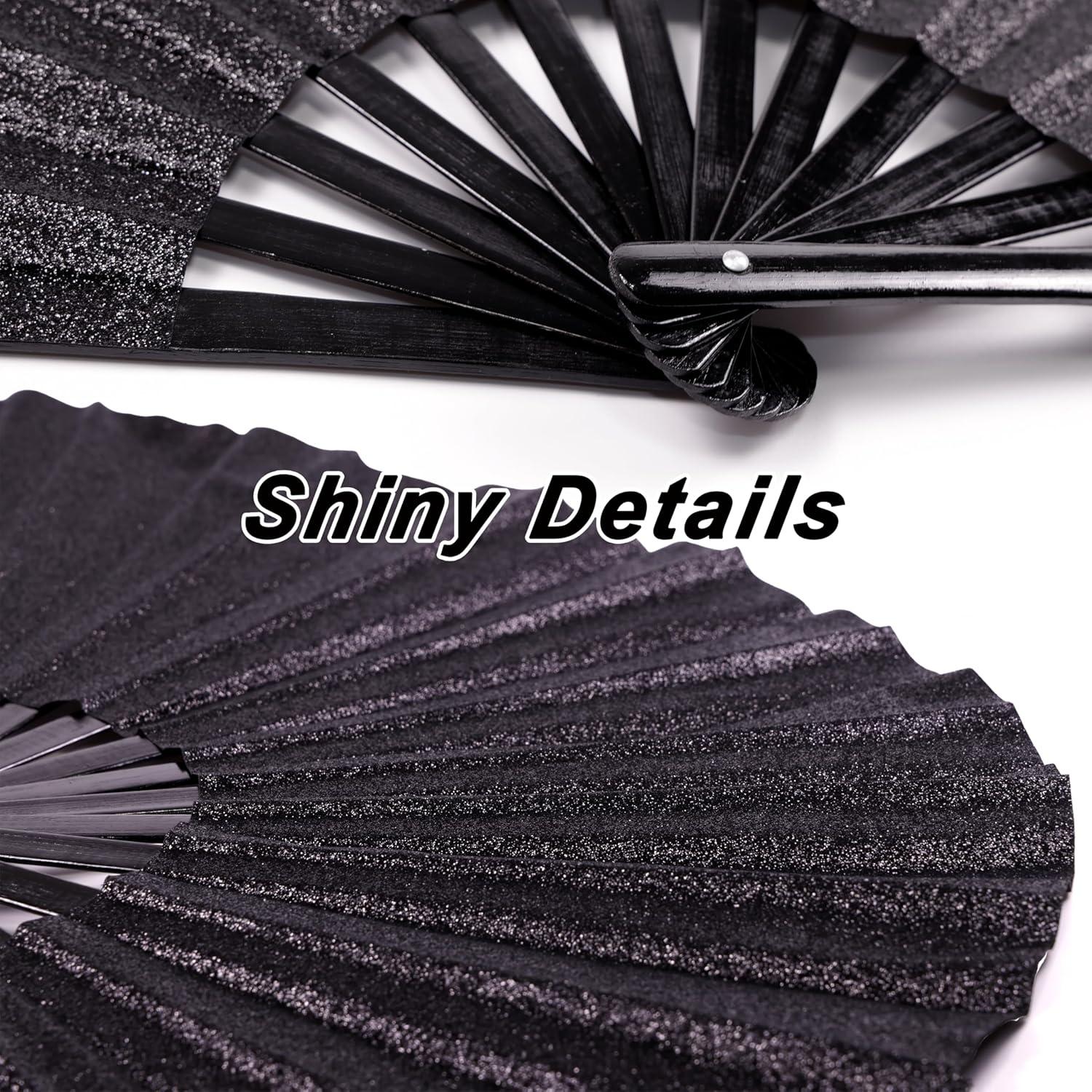 Abanico Plegable Grande TUZOKNI Negro Brillante 33.5cm