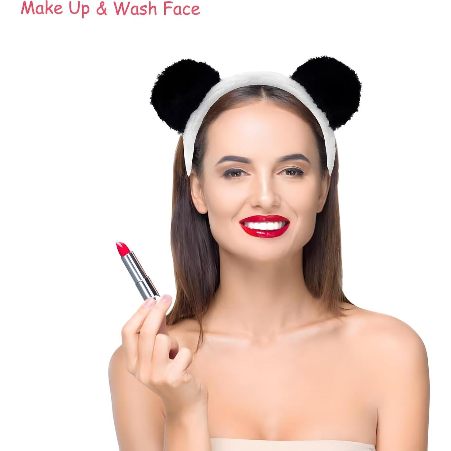 Diadema de Oso Panda NENMATTE - 2 Piezas Suaves para Maquillaje