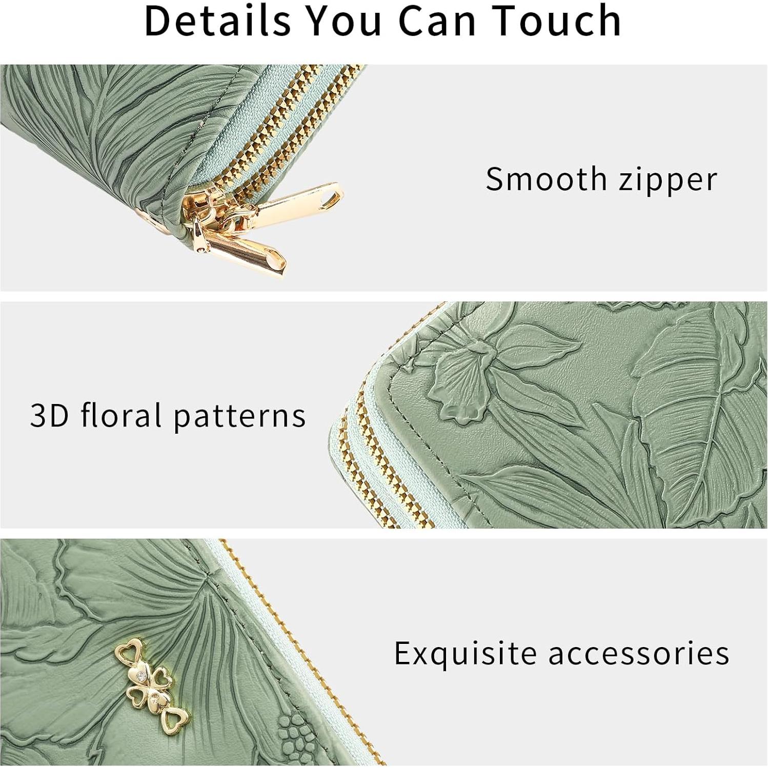 Billetera Clutch Doble Cierre RNIEGA para Mujeres - Cuero RFID