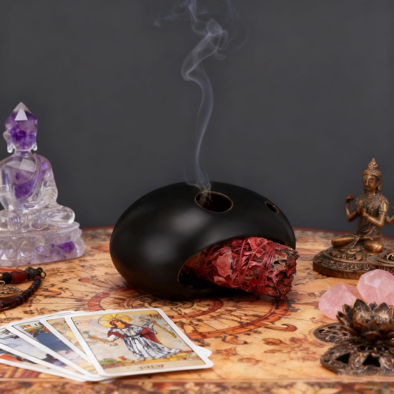 Soporte de Incienso YIASSON Cerámica Negra para Palo Santo