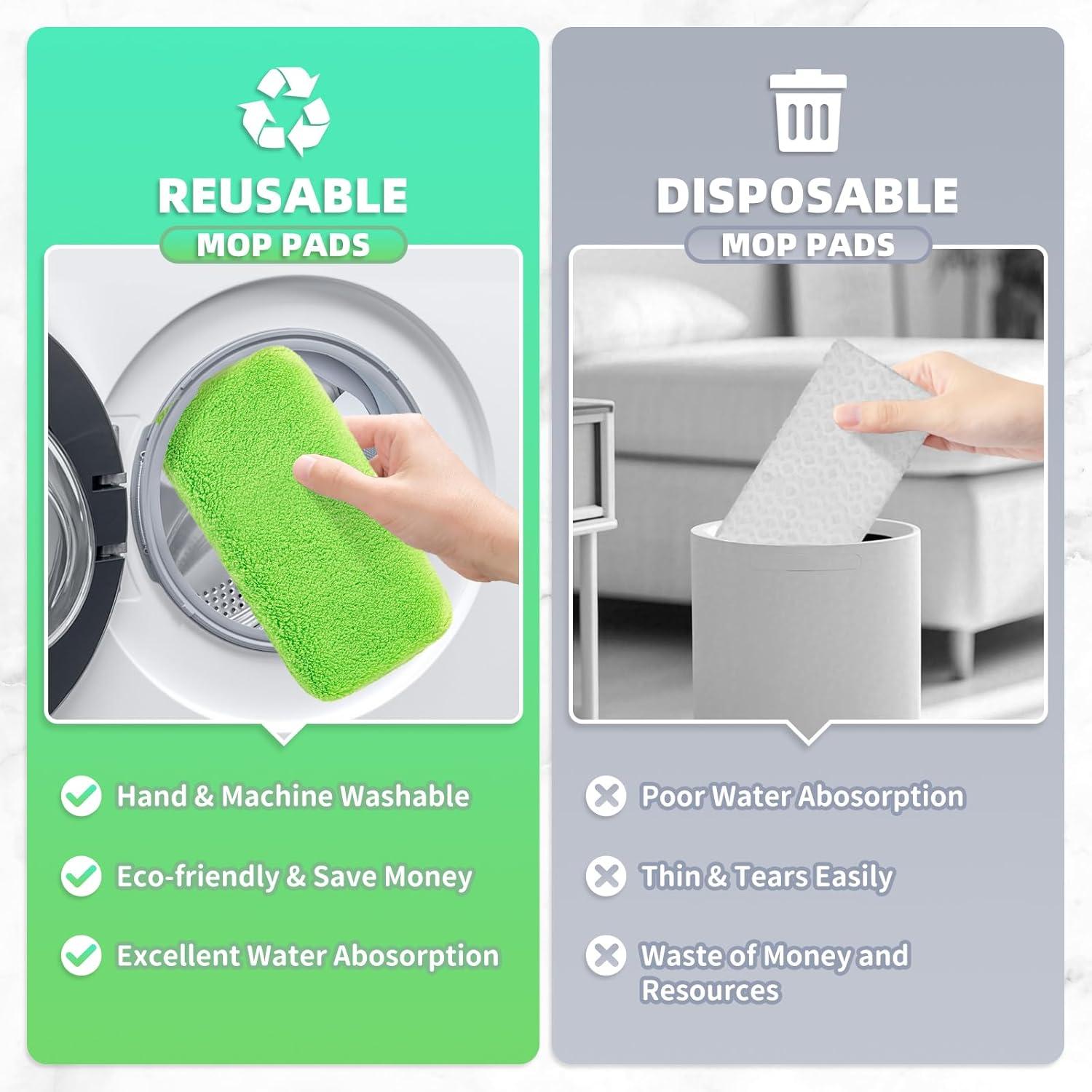 Paquete de 8 Almohadillas de Mopa Reutilizables Nicemiya Verde