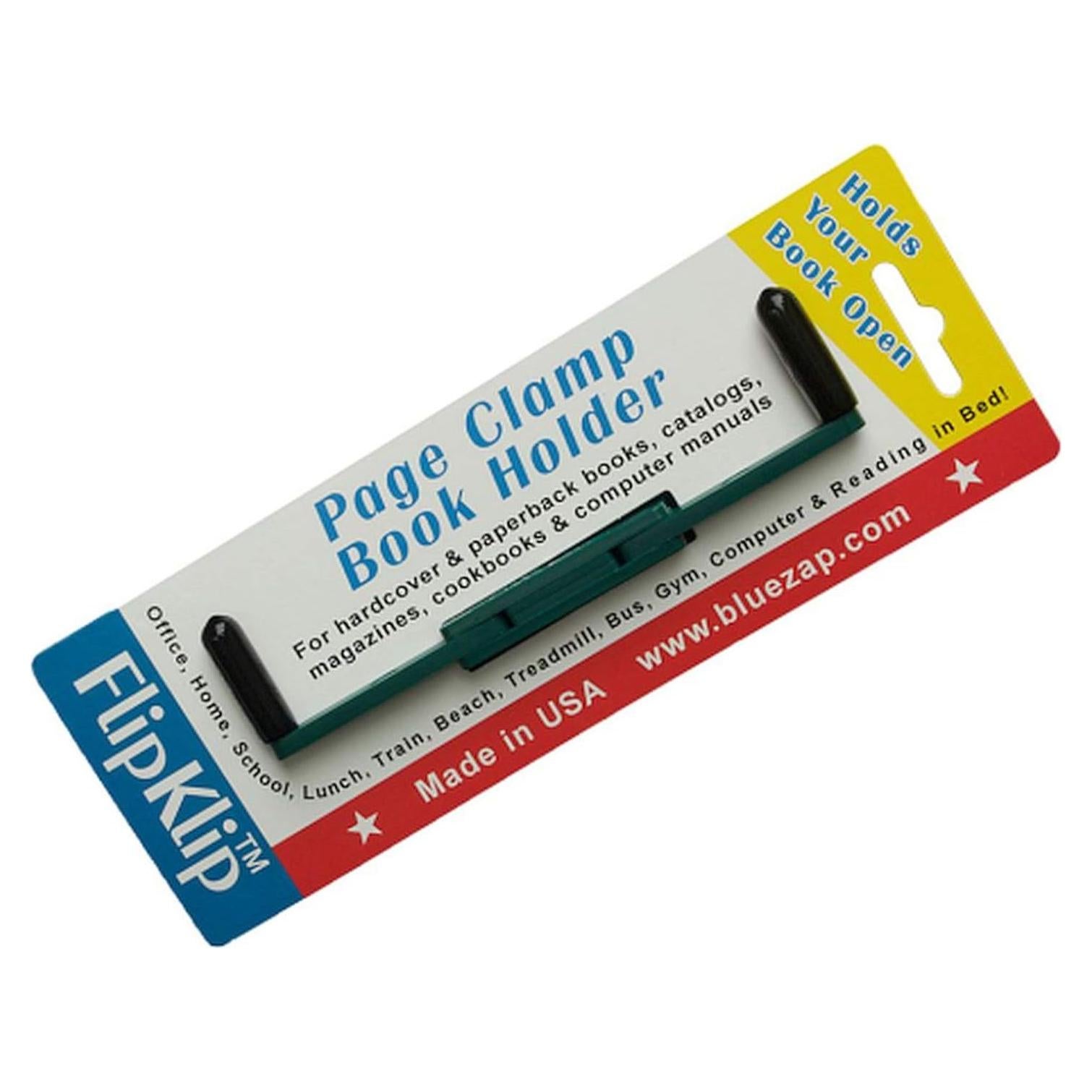 Soporte de Libro Portátil FlipKlip Verde para Lectura Sin Manos