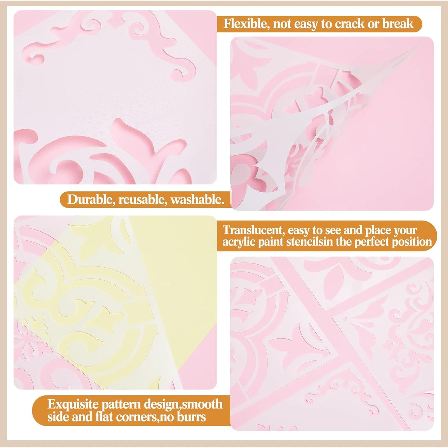 4 Plantillas Reutilizables de Azulejos Zonon 30.48x30.48cm