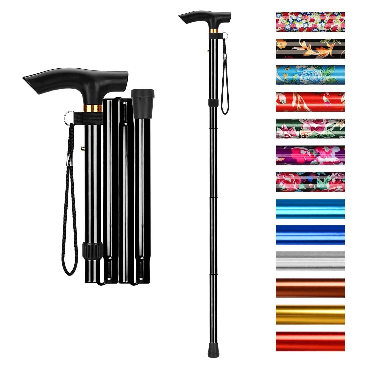 Bastón Plegable Supregear Ajustable 83.8-94 cm Ligero Negro