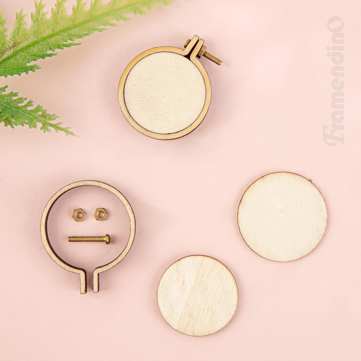 10 Mini Aros de Bordado de Madera Framendino 3.49x2.99cm