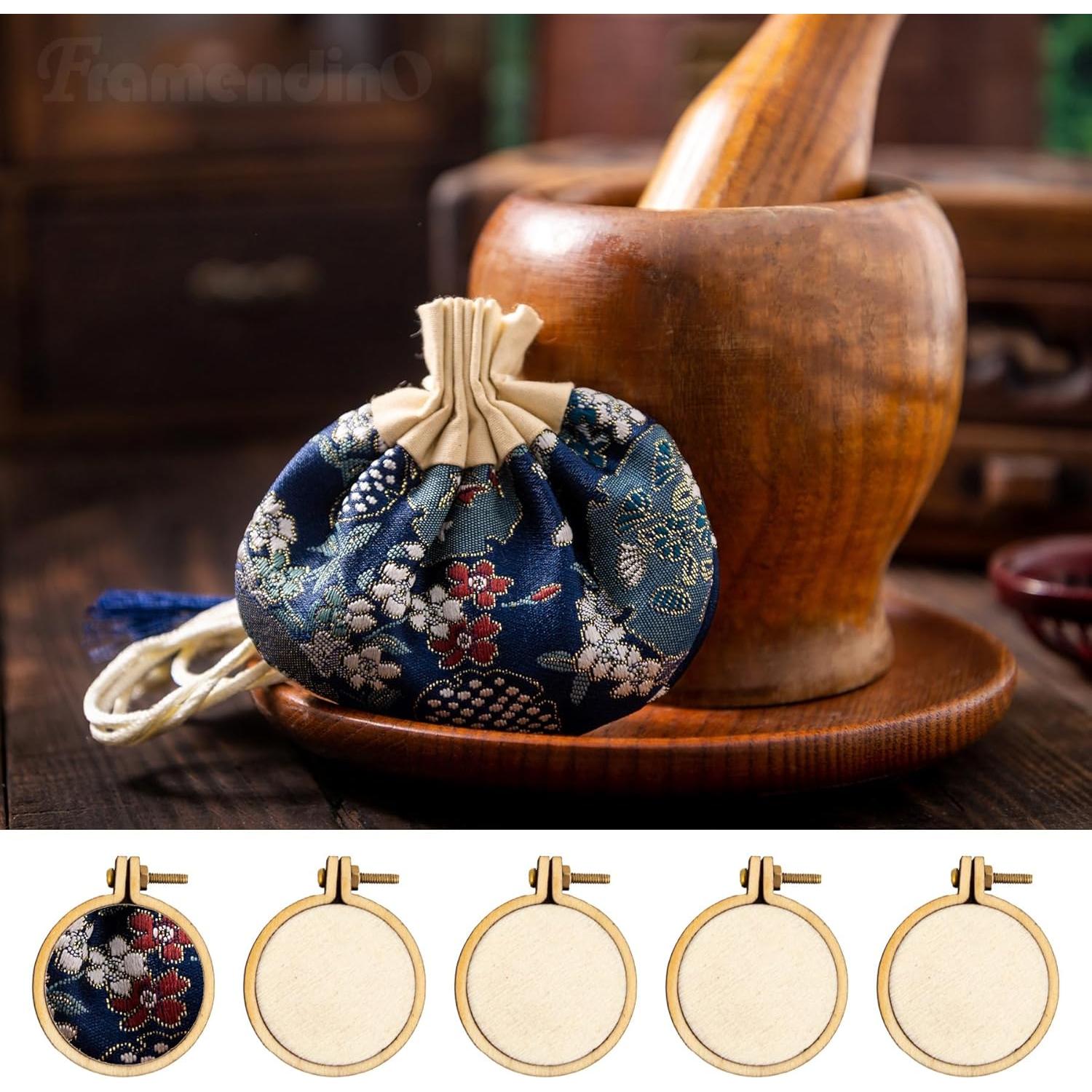 10 Mini Aros de Bordado de Madera Framendino 3.49x2.99cm