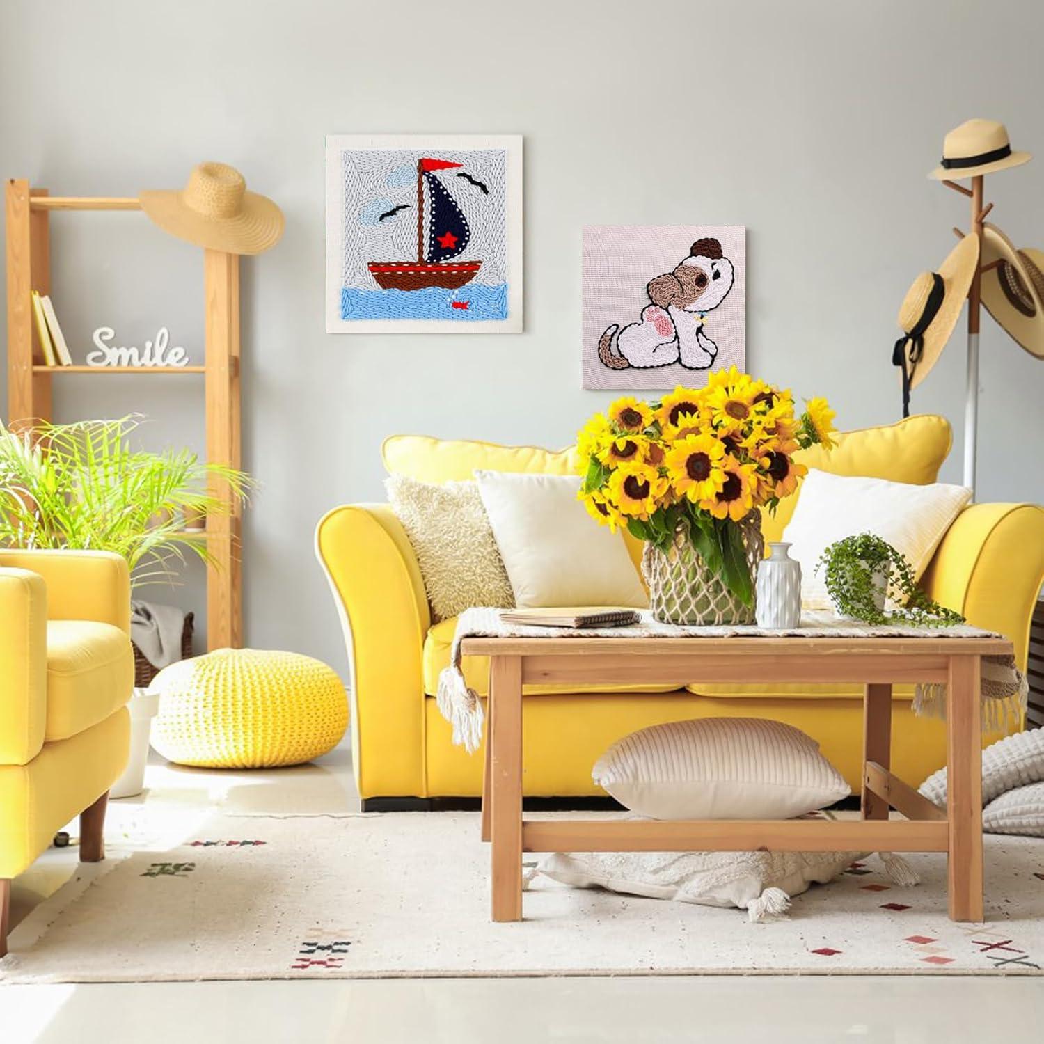 Kit de Punch Needle Zuaooz 10.2x10.2 cm con Agujas y Tijeras