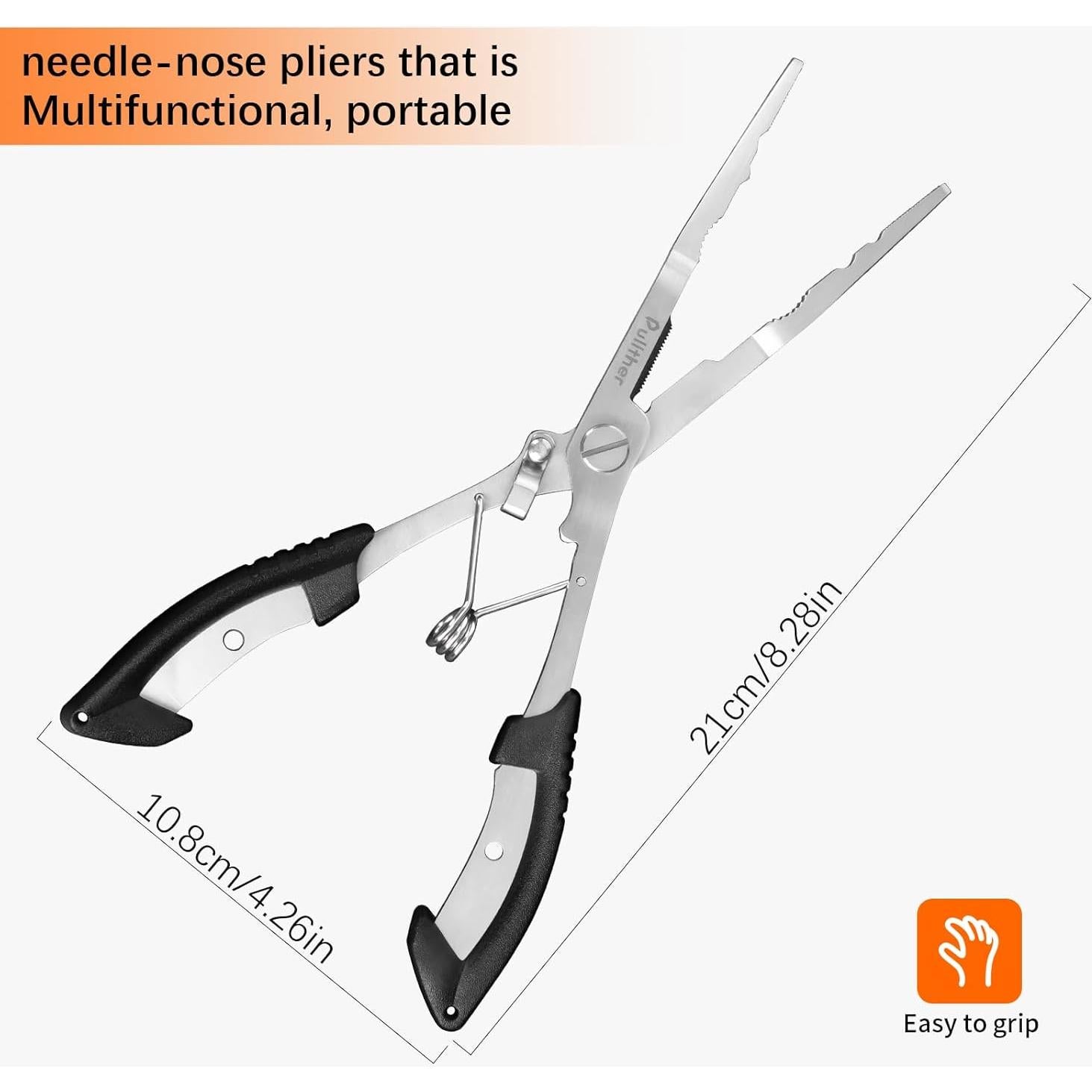 Alicates de Pesca Pullther Fishing de Acero Inoxidable 21.78cm