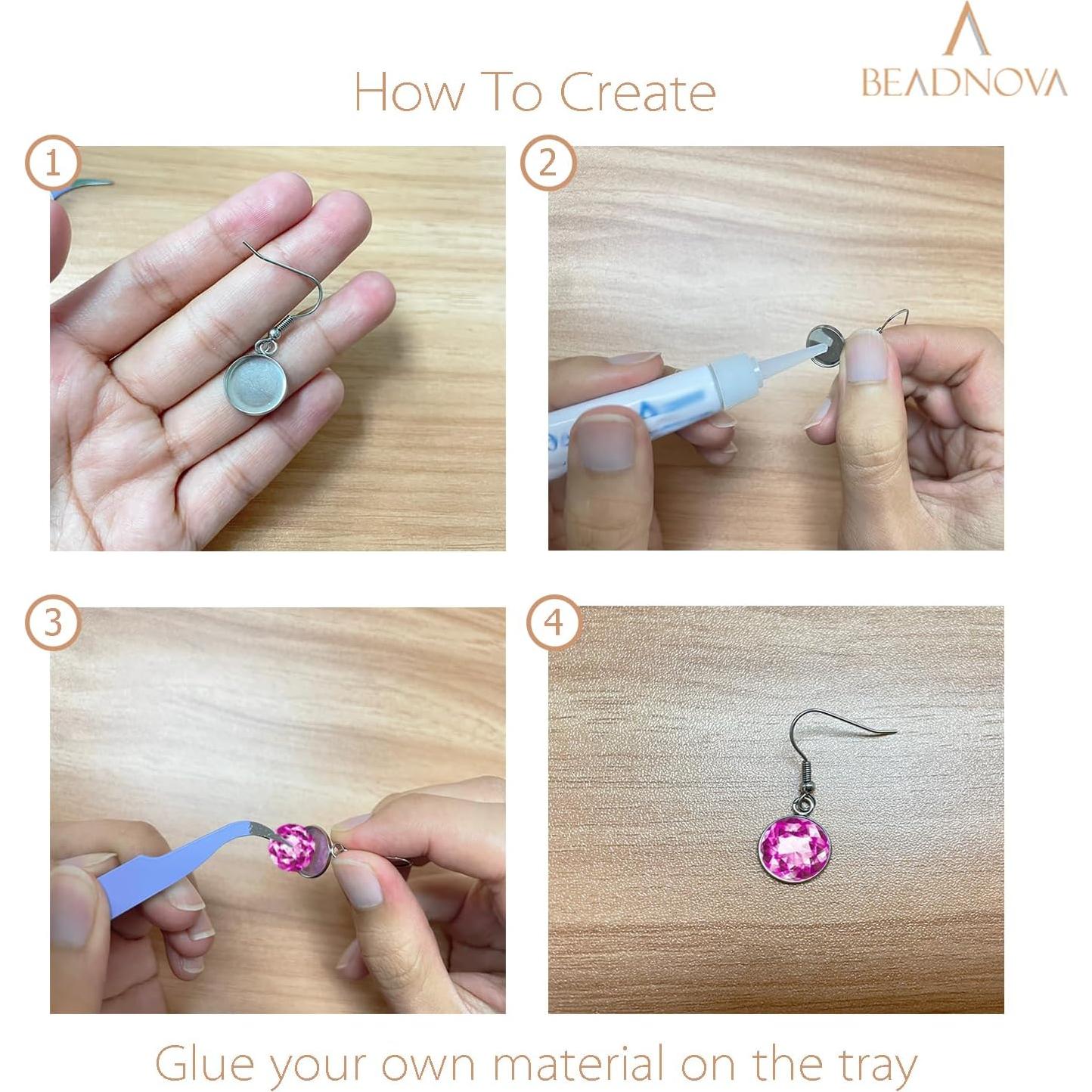 Kit de Pendientes BEADNOVA 30pcs Ganchos 10mm Acero Inoxidable