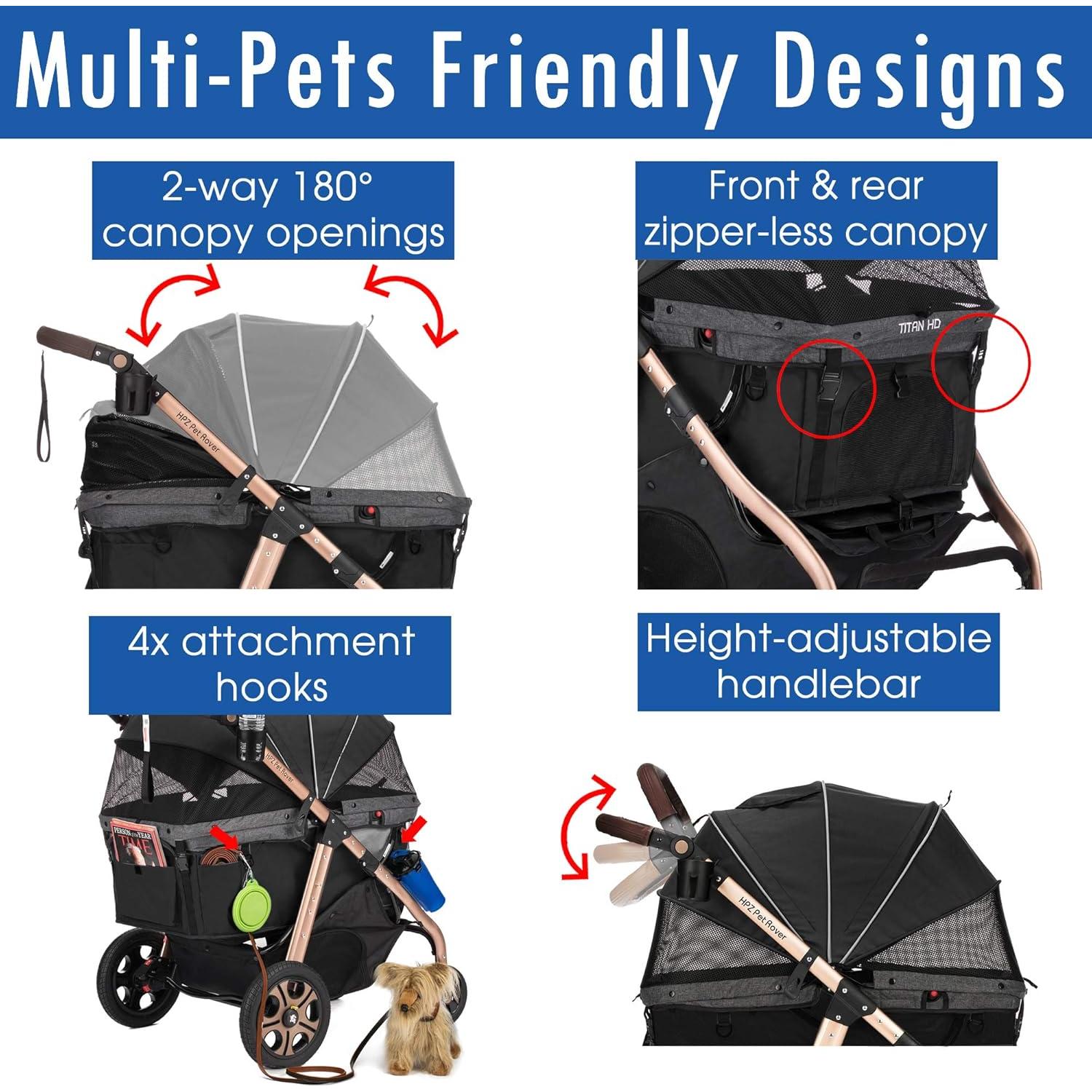 Carro de Paseo para Mascotas HPZ Pet Rover SUV Negro 100 lbs