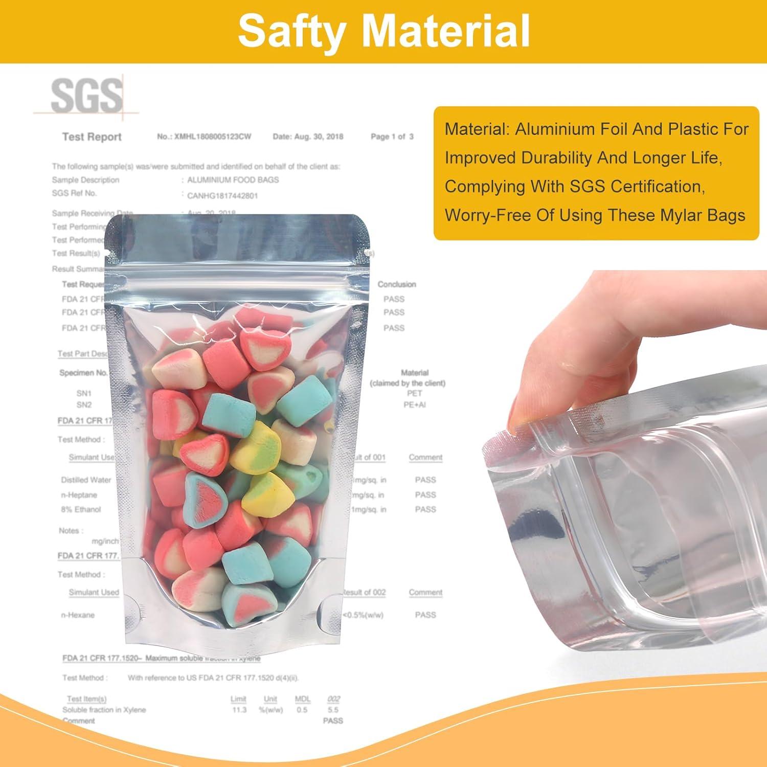 SumDirect Reusable Aluminium Foil Zipper Stand Up Food Pouches Bags with Notch for Food Storage 3.5x5.9 Inches, 2.8oz, Pack of 50